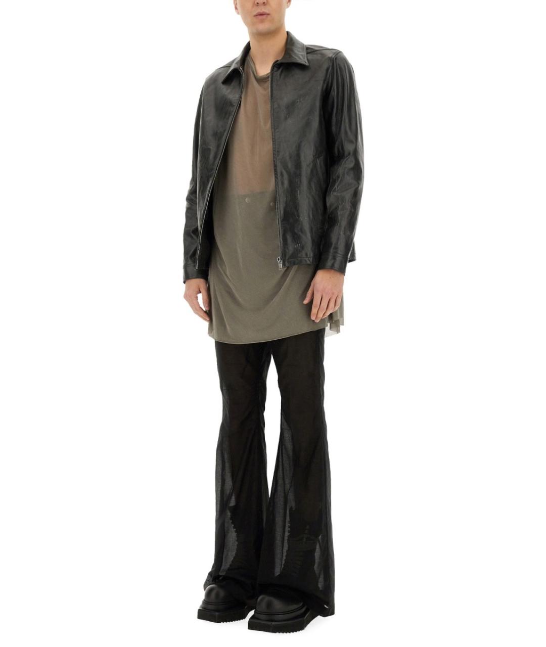 RICK OWENS Черная кожаная куртка, фото 3