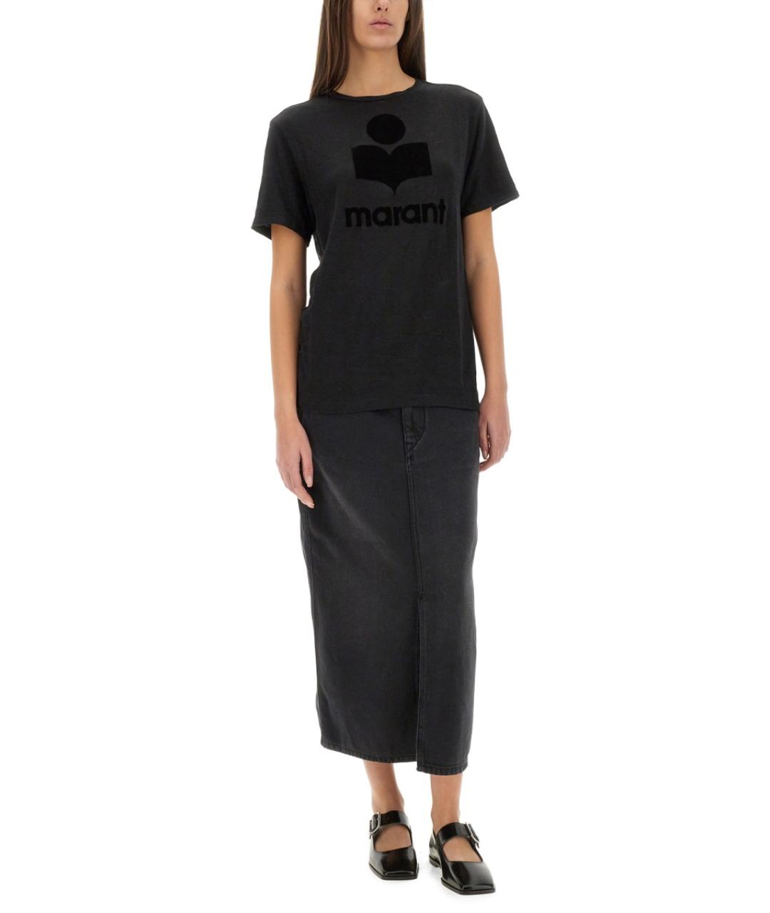 ISABEL MARANT ETOILE Черная льняная футболка, фото 3