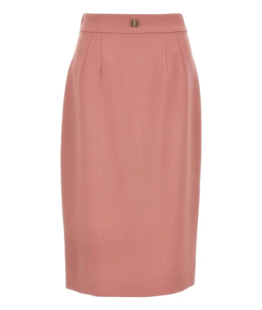DOLCE&GABBANA Розовая шерстяная юбка миди, фото 1