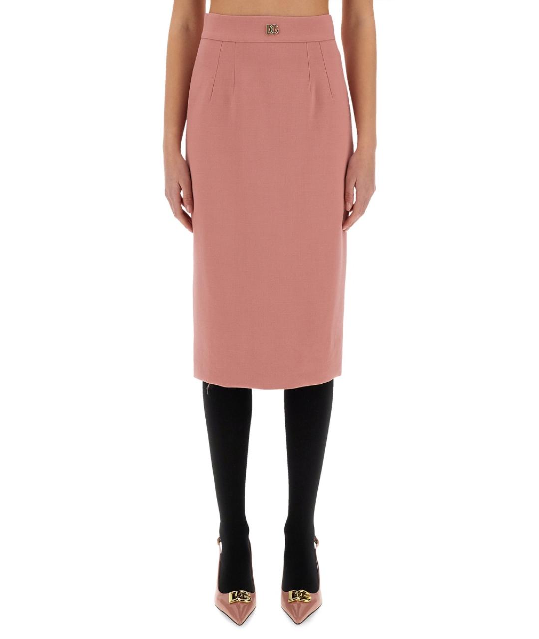 DOLCE&GABBANA Розовая шерстяная юбка миди, фото 5