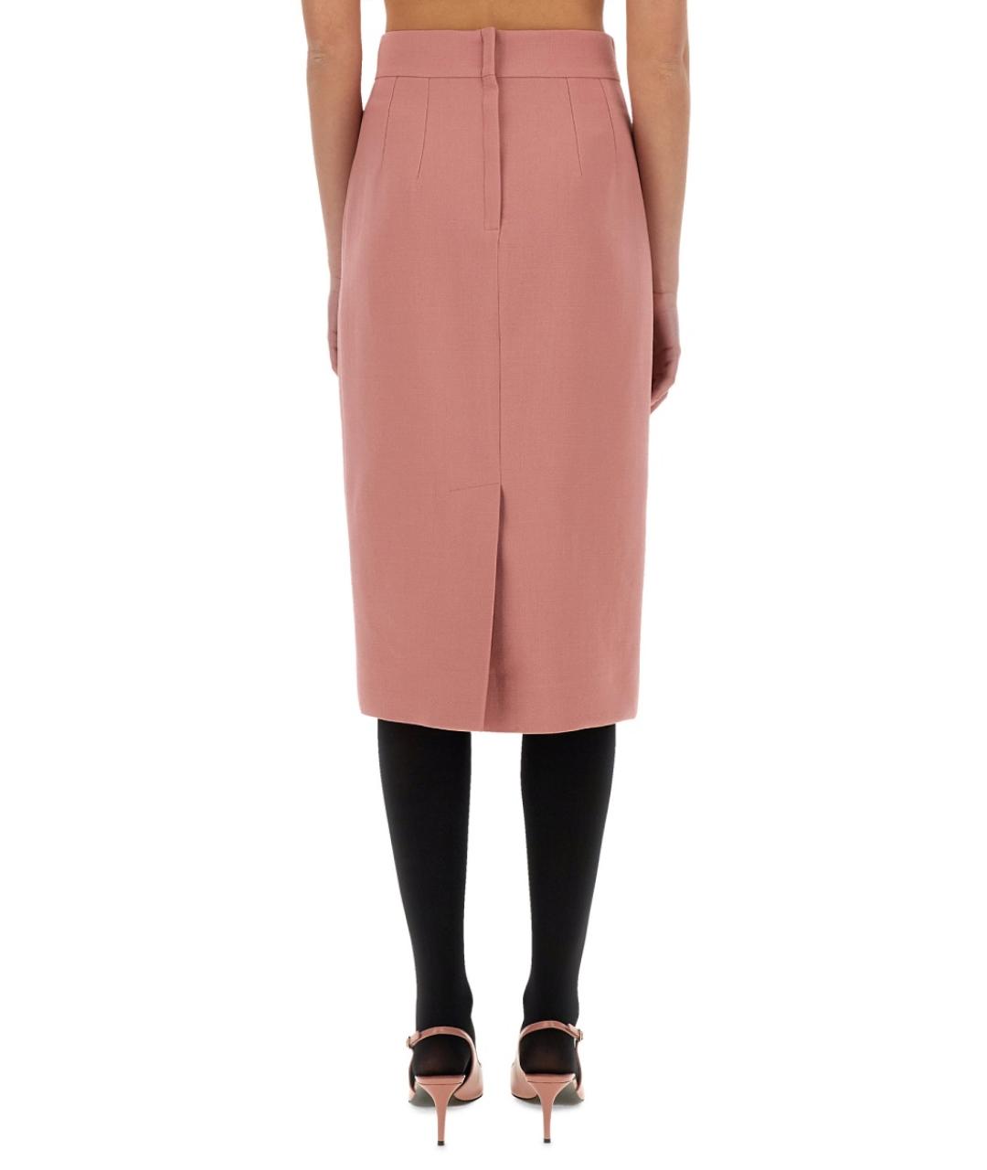 DOLCE&GABBANA Розовая шерстяная юбка миди, фото 3