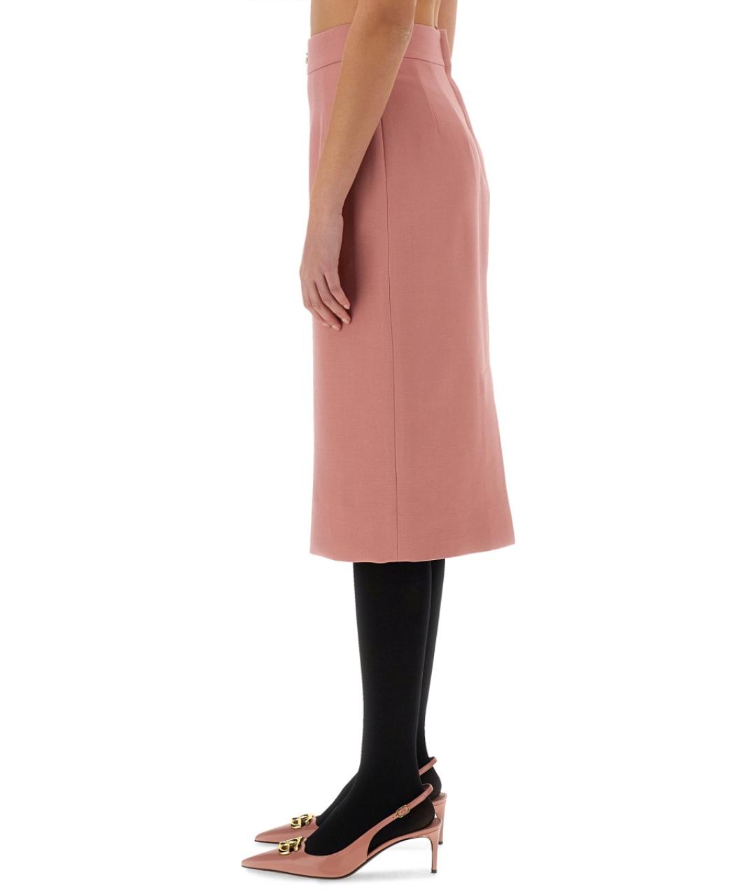 DOLCE&GABBANA Розовая шерстяная юбка миди, фото 4