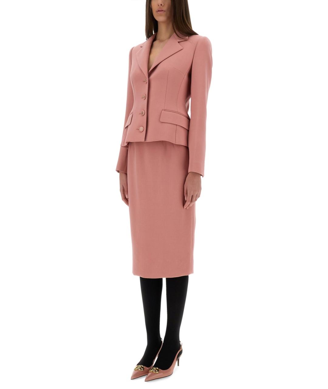 DOLCE&GABBANA Розовая шерстяная юбка миди, фото 2