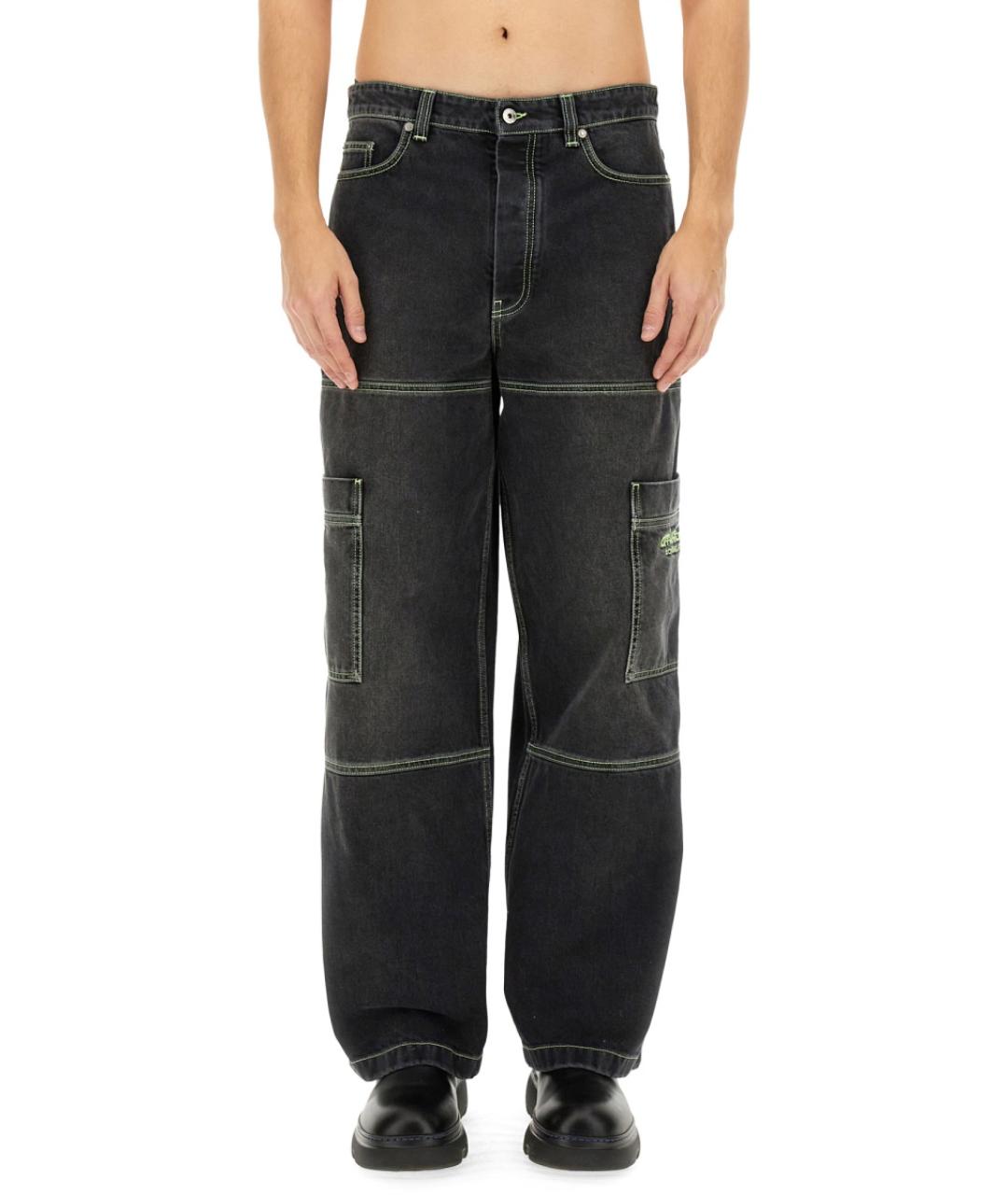 OFF-WHITE Черные хлопковые прямые джинсы, фото 2