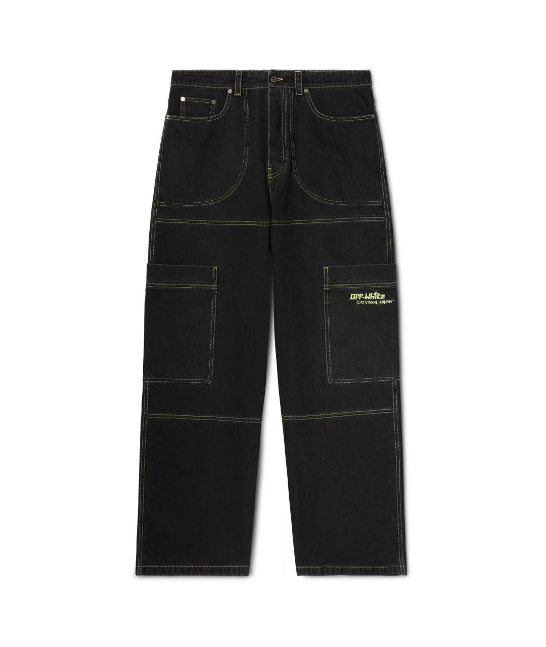 OFF-WHITE Черные хлопковые прямые джинсы, фото 1