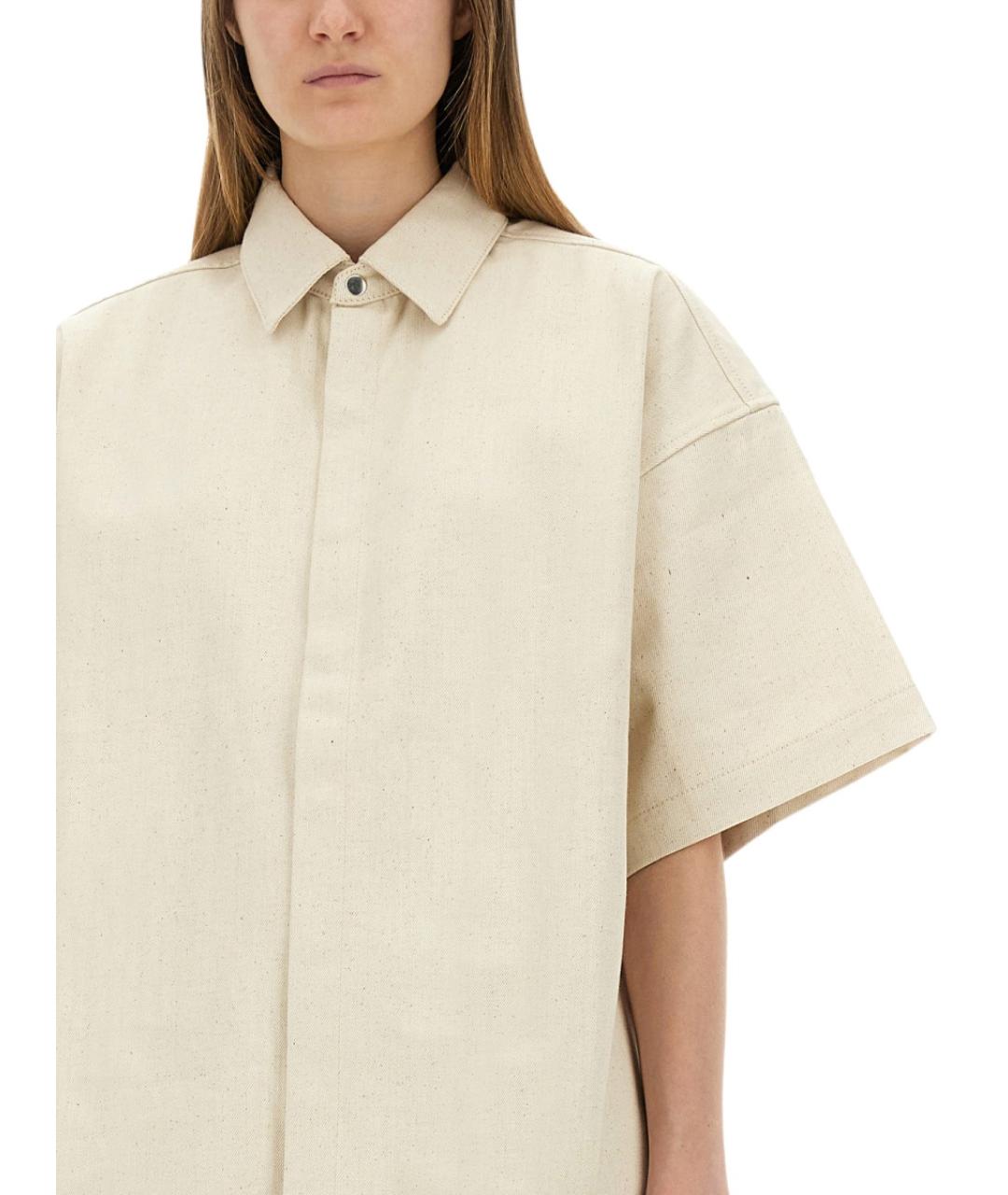 JIL SANDER Бежевая хлопковая рубашка, фото 5