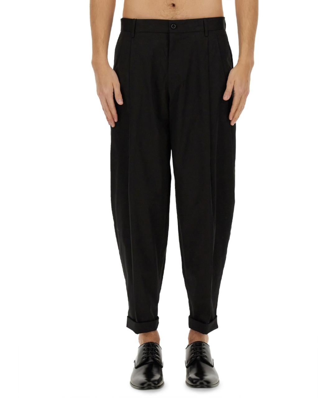 DOLCE&GABBANA Черные хлопковые повседневные брюки, фото 2