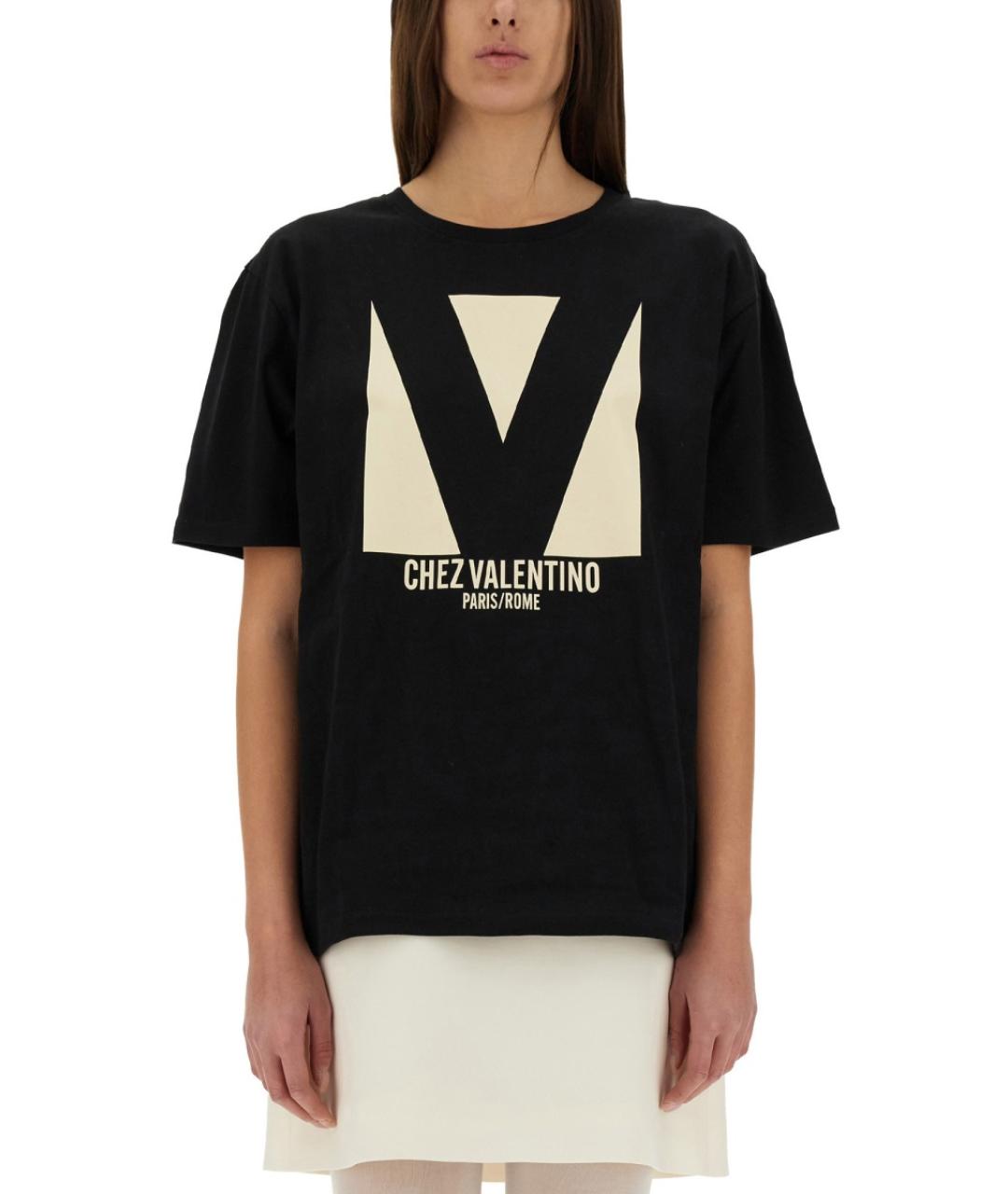 VALENTINO Черная хлопковая футболка, фото 2
