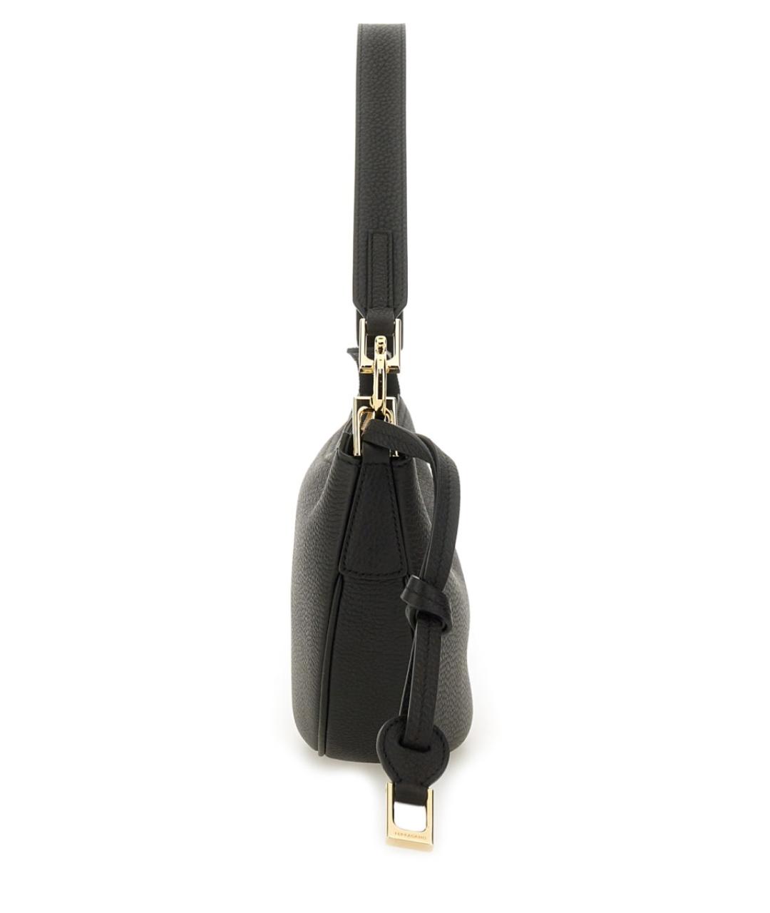 FERRAGAMO Черная кожаная сумка через плечо, фото 4