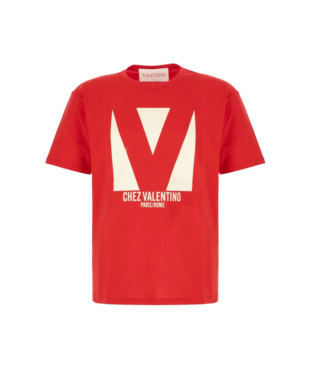 VALENTINO Красная хлопковая футболка, фото 1