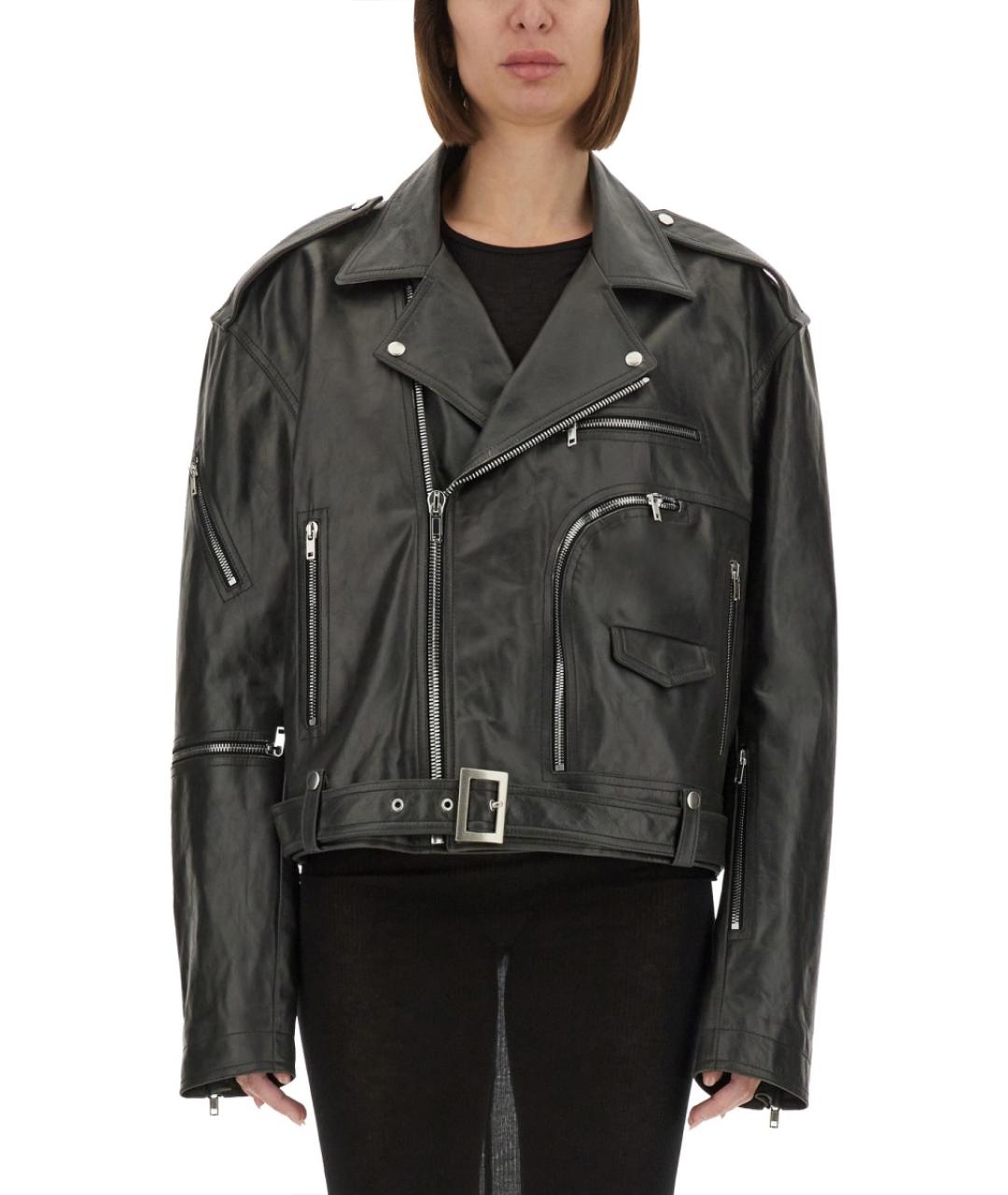 RICK OWENS Черная кожаная куртка, фото 2