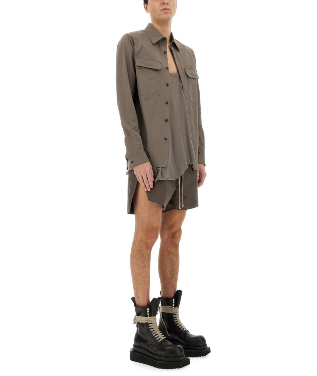 RICK OWENS Серая хлопковая кэжуал рубашка, фото 3