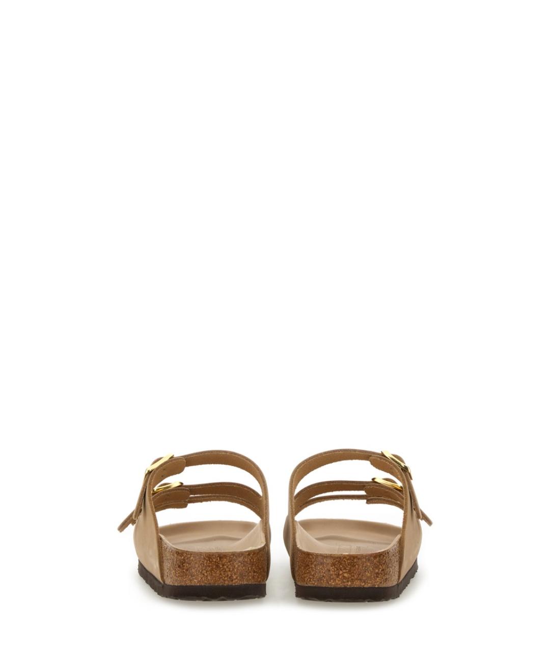 BIRKENSTOCK Бежевые кожаные шлепанцы, фото 3
