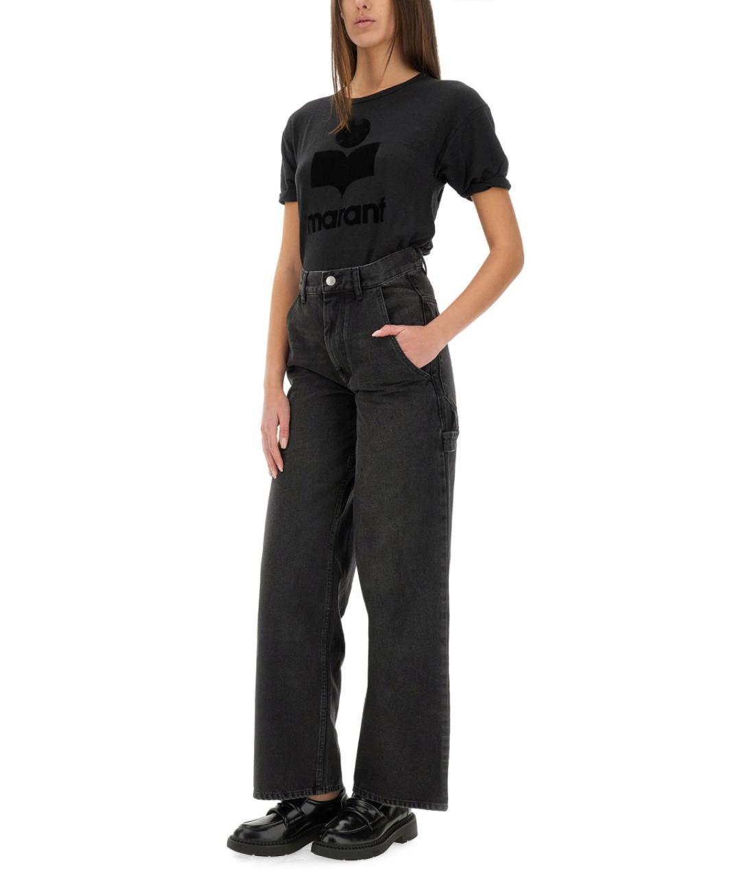 ISABEL MARANT ETOILE Черная льняная футболка, фото 3