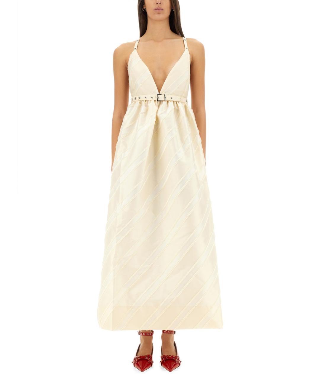 GANNI Бежевое полиэстеровое вечернее платье, фото 2