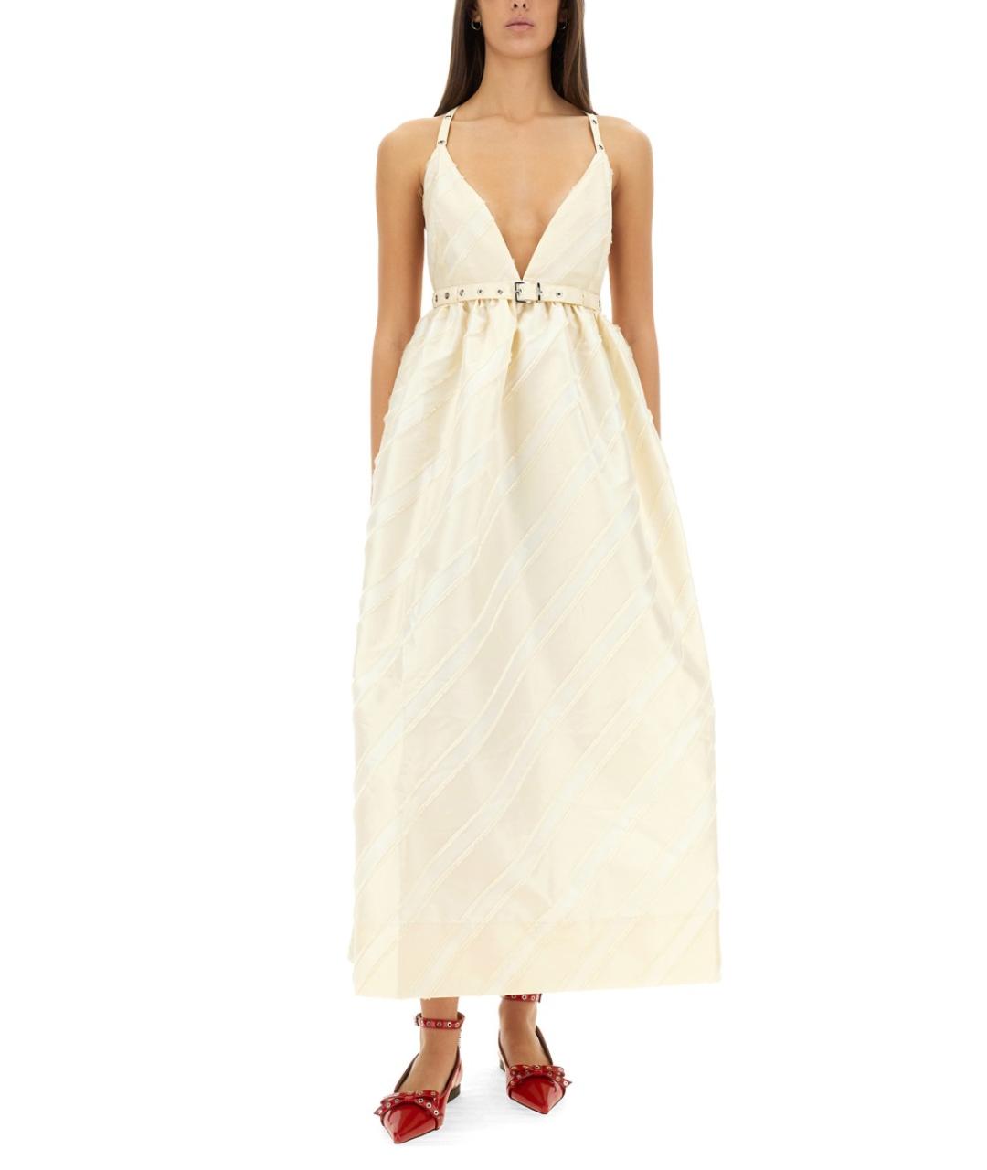 GANNI Бежевое полиэстеровое вечернее платье, фото 3