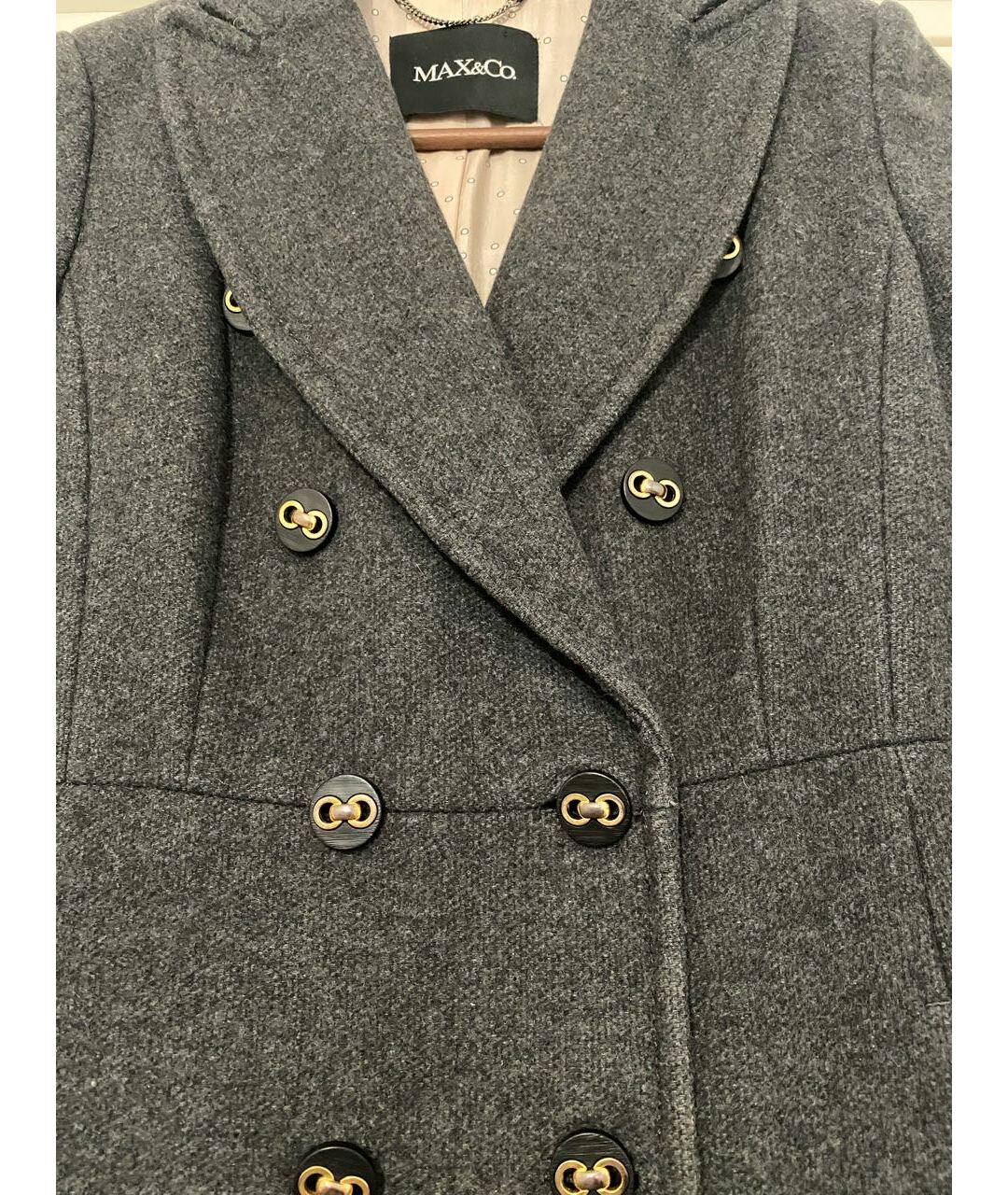 MAX&CO Серое шерстяное пальто, фото 4
