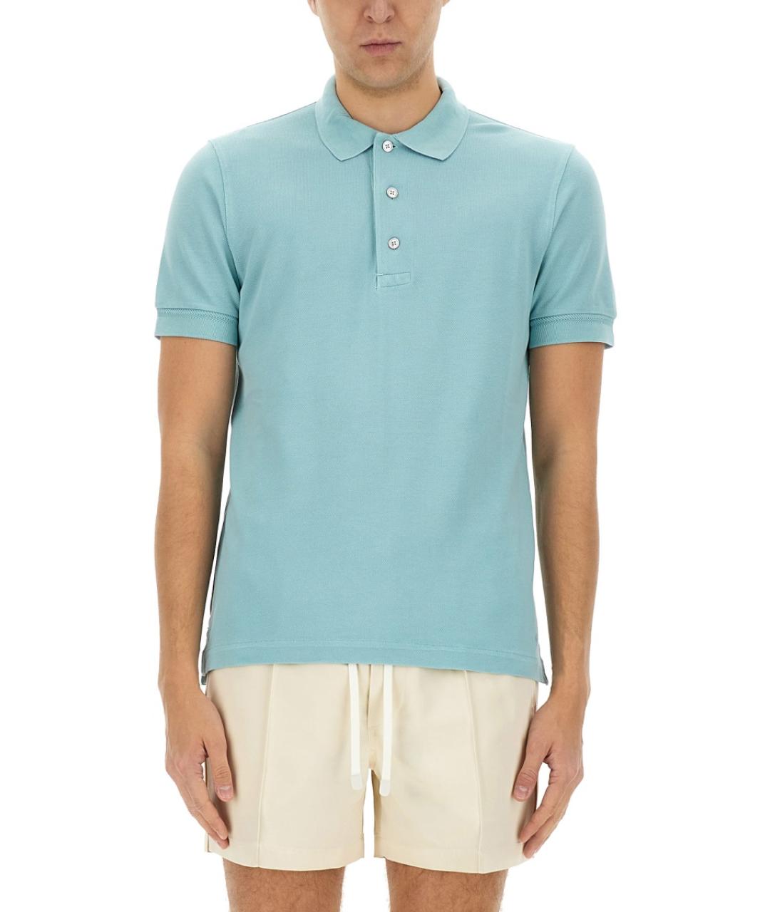 TOM FORD Голубое поло с коротким рукавом, фото 2
