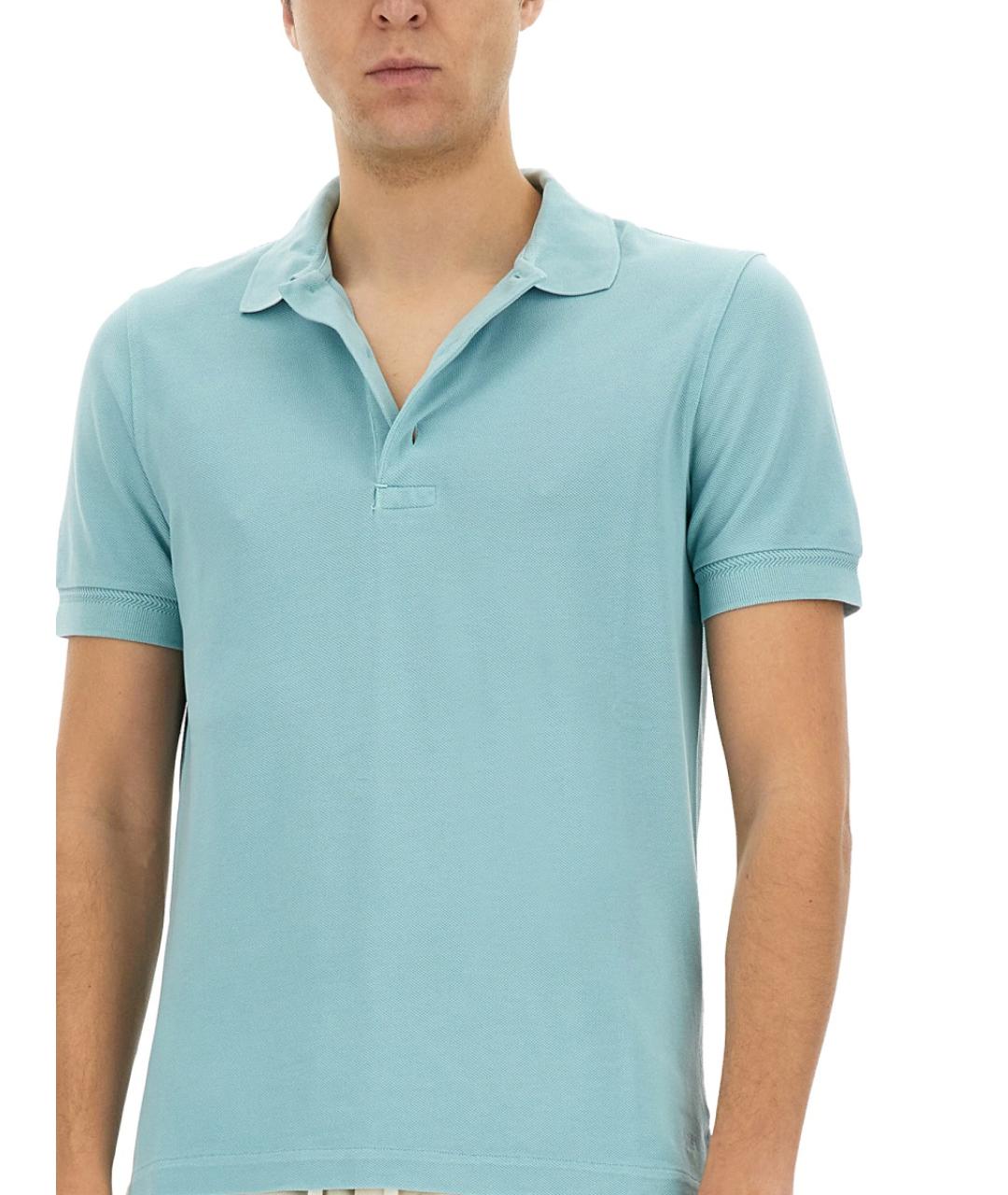 TOM FORD Голубое поло с коротким рукавом, фото 5
