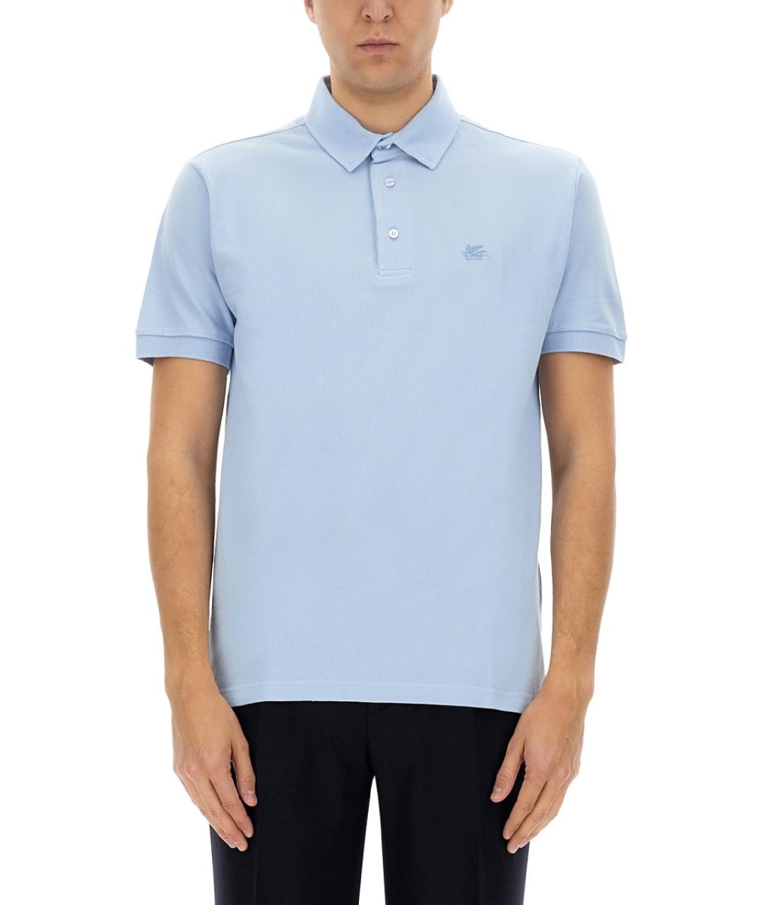 ETRO Голубое хлопковое поло с коротким рукавом, фото 2