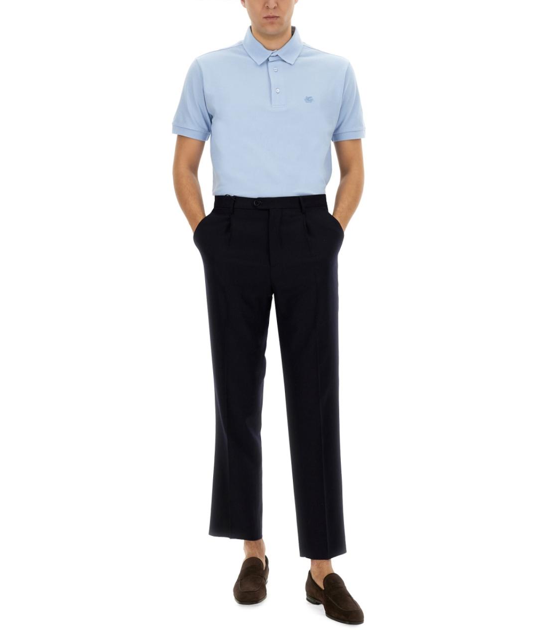 ETRO Голубое хлопковое поло с коротким рукавом, фото 3