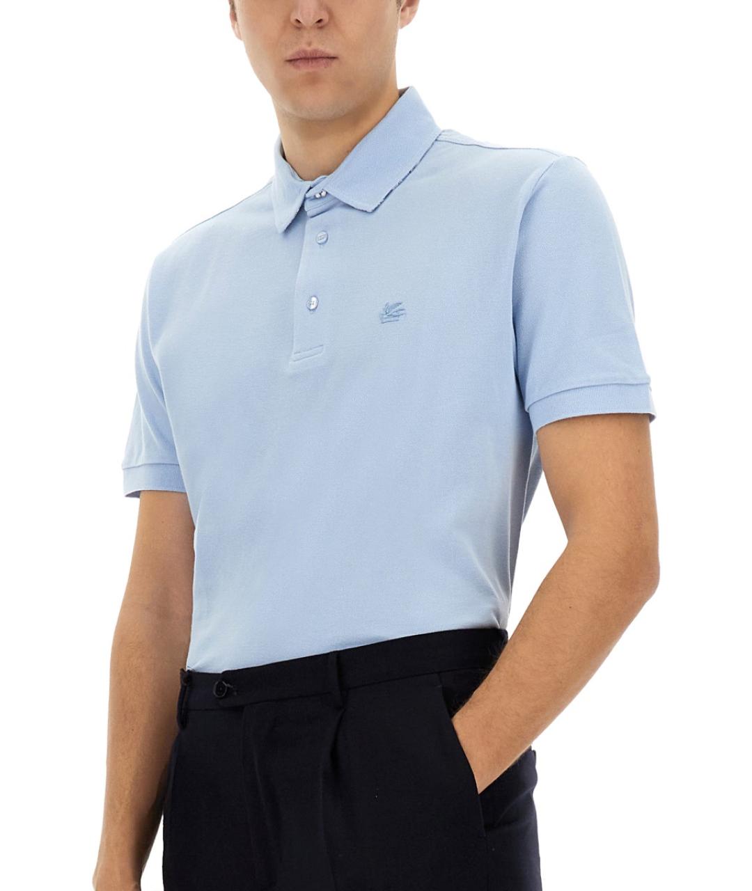 ETRO Голубое хлопковое поло с коротким рукавом, фото 5