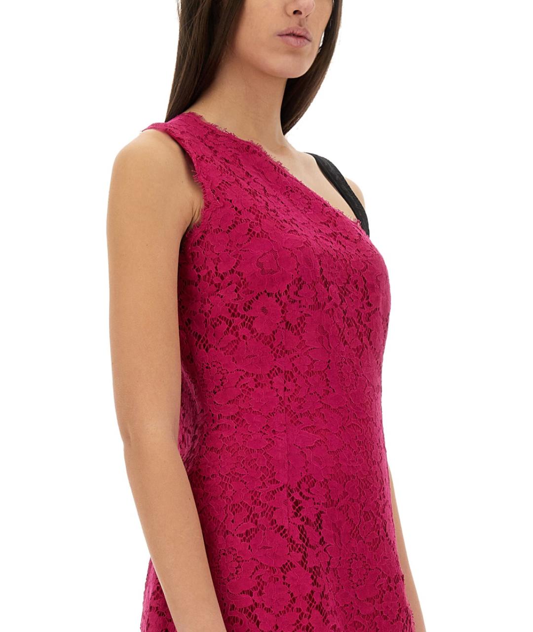 DOLCE&GABBANA Фуксия хлопковое коктейльное платье, фото 5