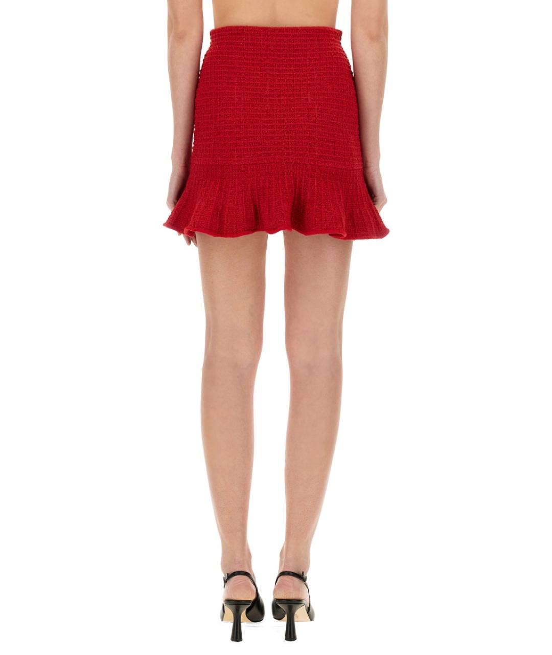 SELF-PORTRAIT Красная полиэстеровая юбка мини, фото 4