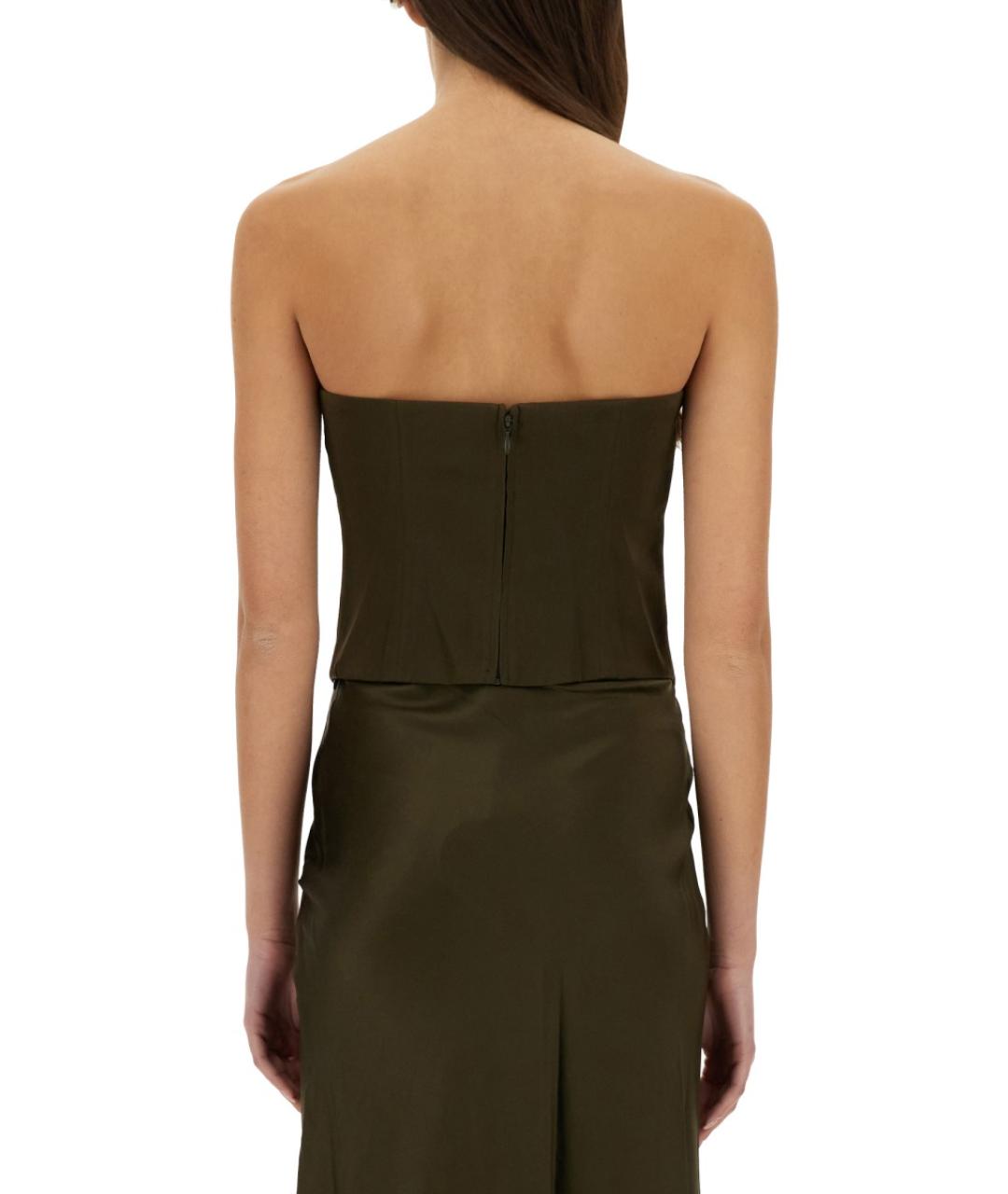 STAUD Зеленая шелковая блузы, фото 4