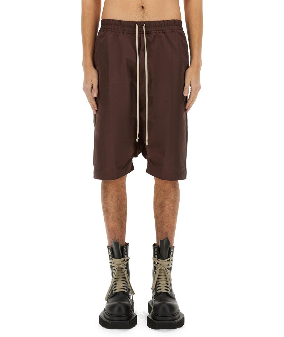 RICK OWENS Коричневые полиэстеровые шорты, фото 2