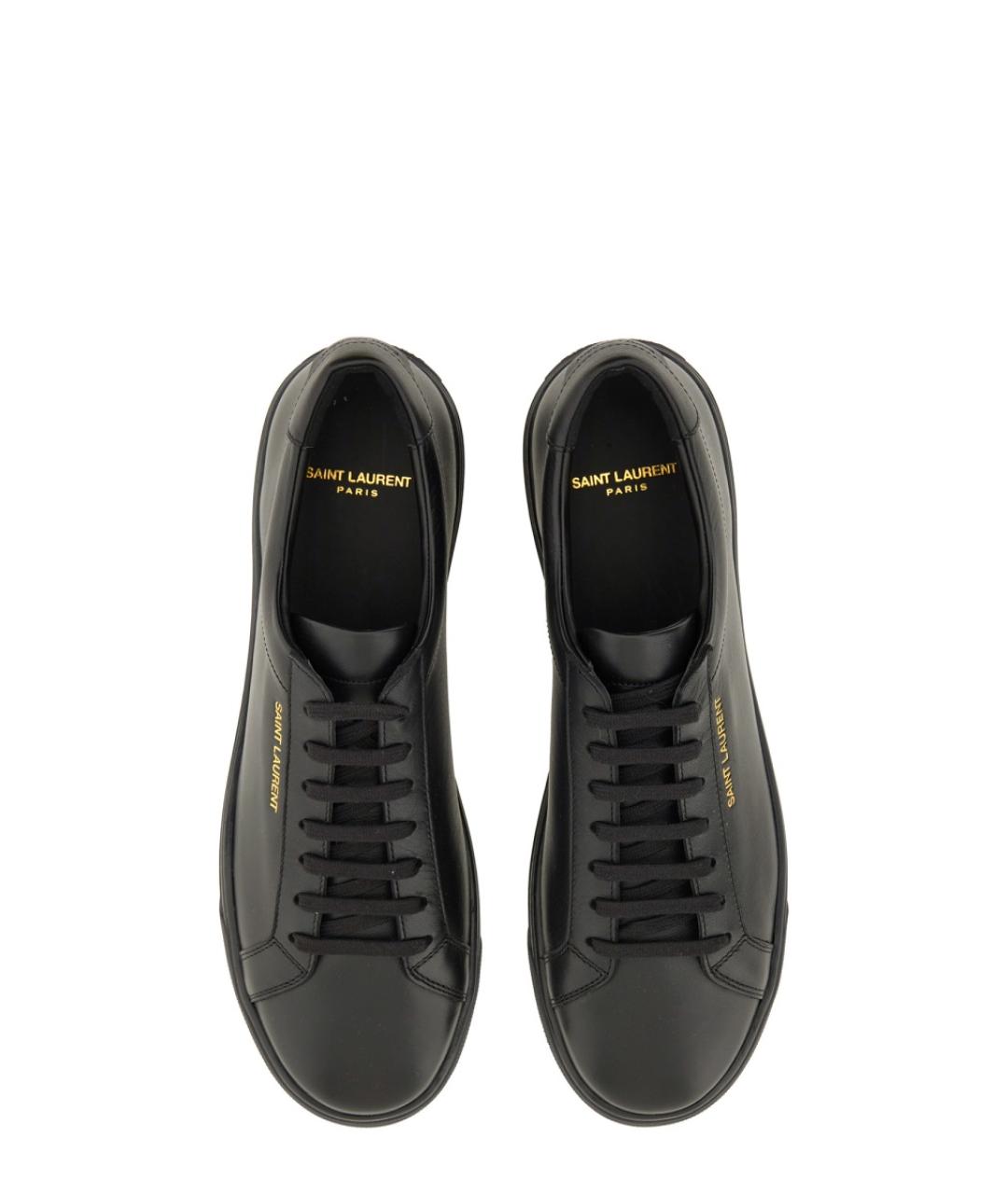 SAINT LAURENT Черные кожаные низкие кроссовки / кеды, фото 6