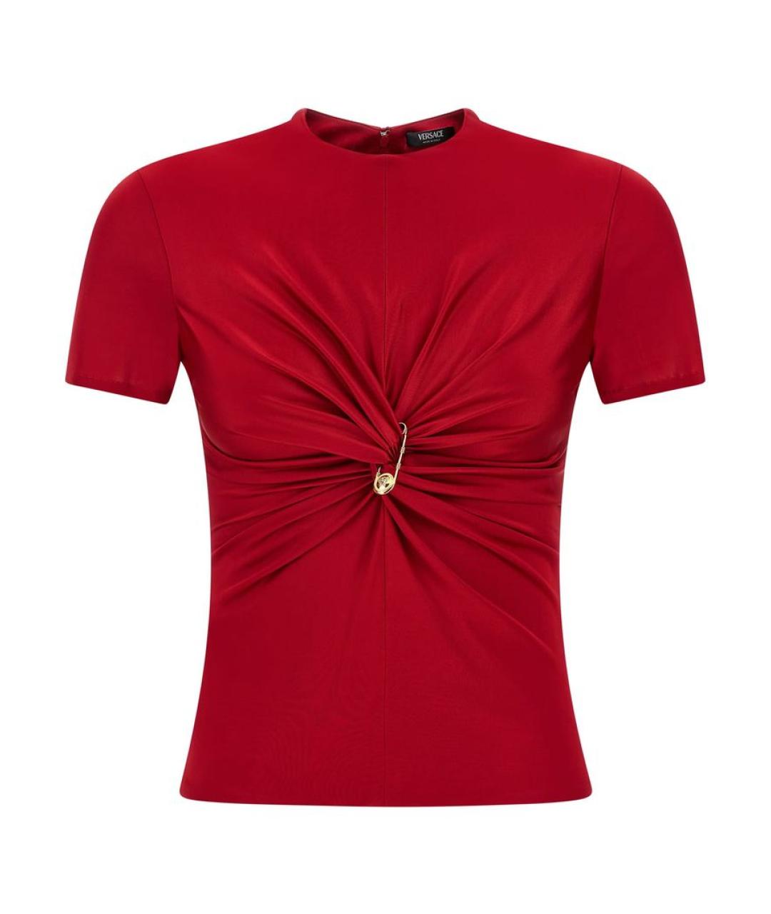 VERSACE Красная вискозная футболка, фото 1