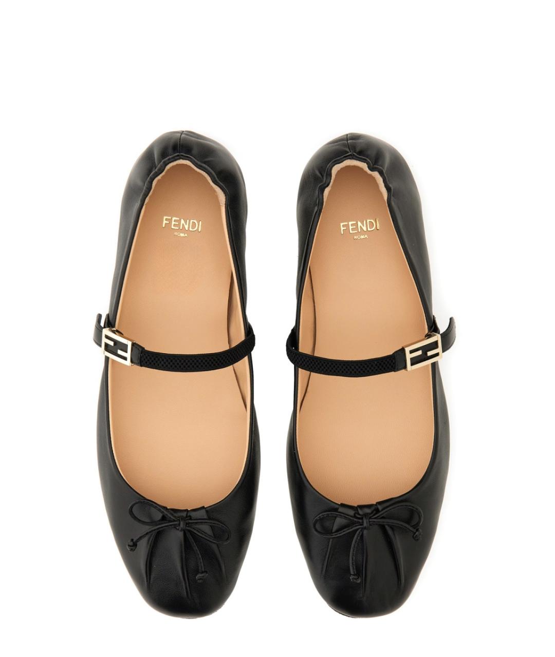 FENDI Черные кожаные балетки, фото 6