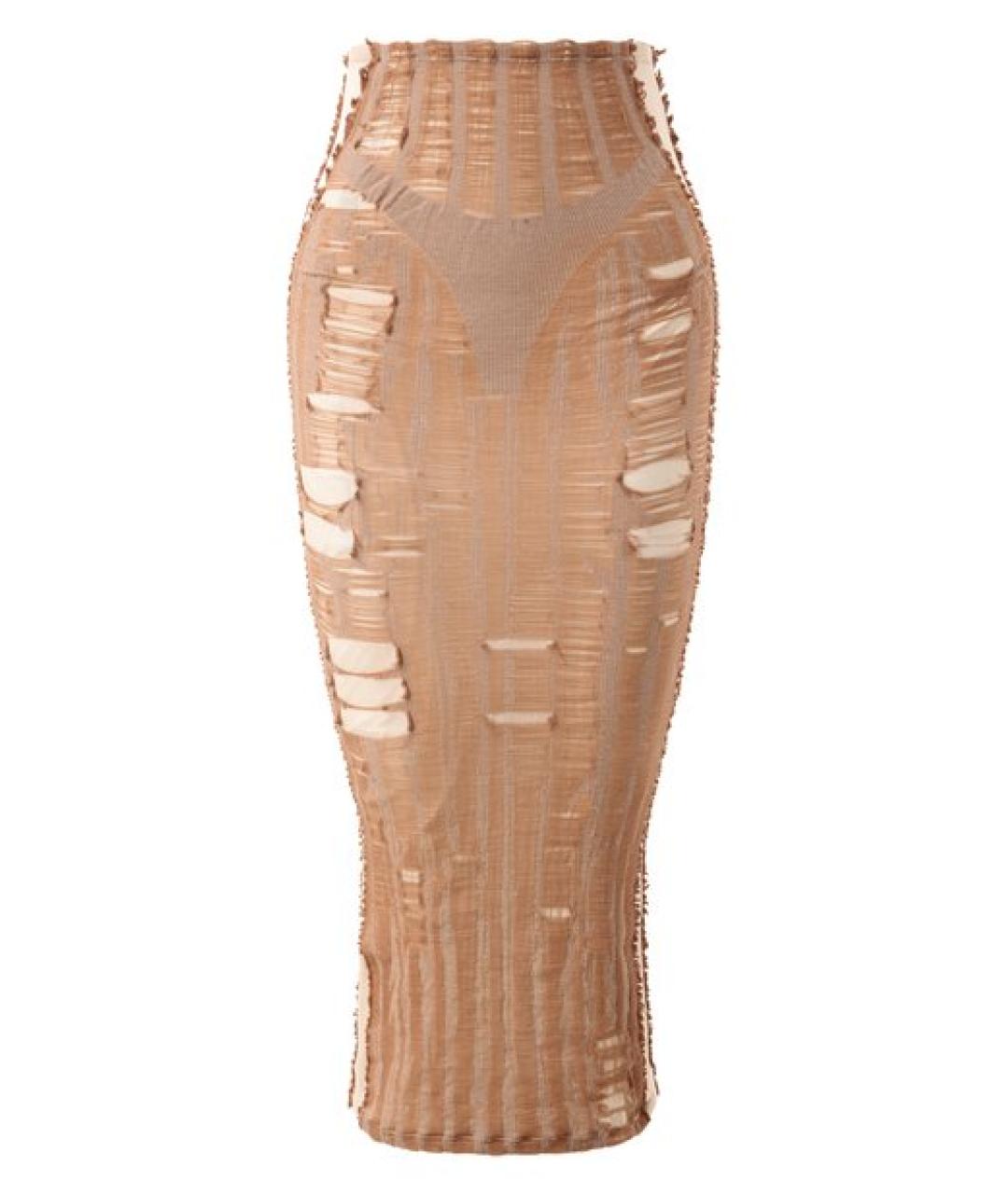 DIESEL Бежевая хлопковая юбка миди, фото 1