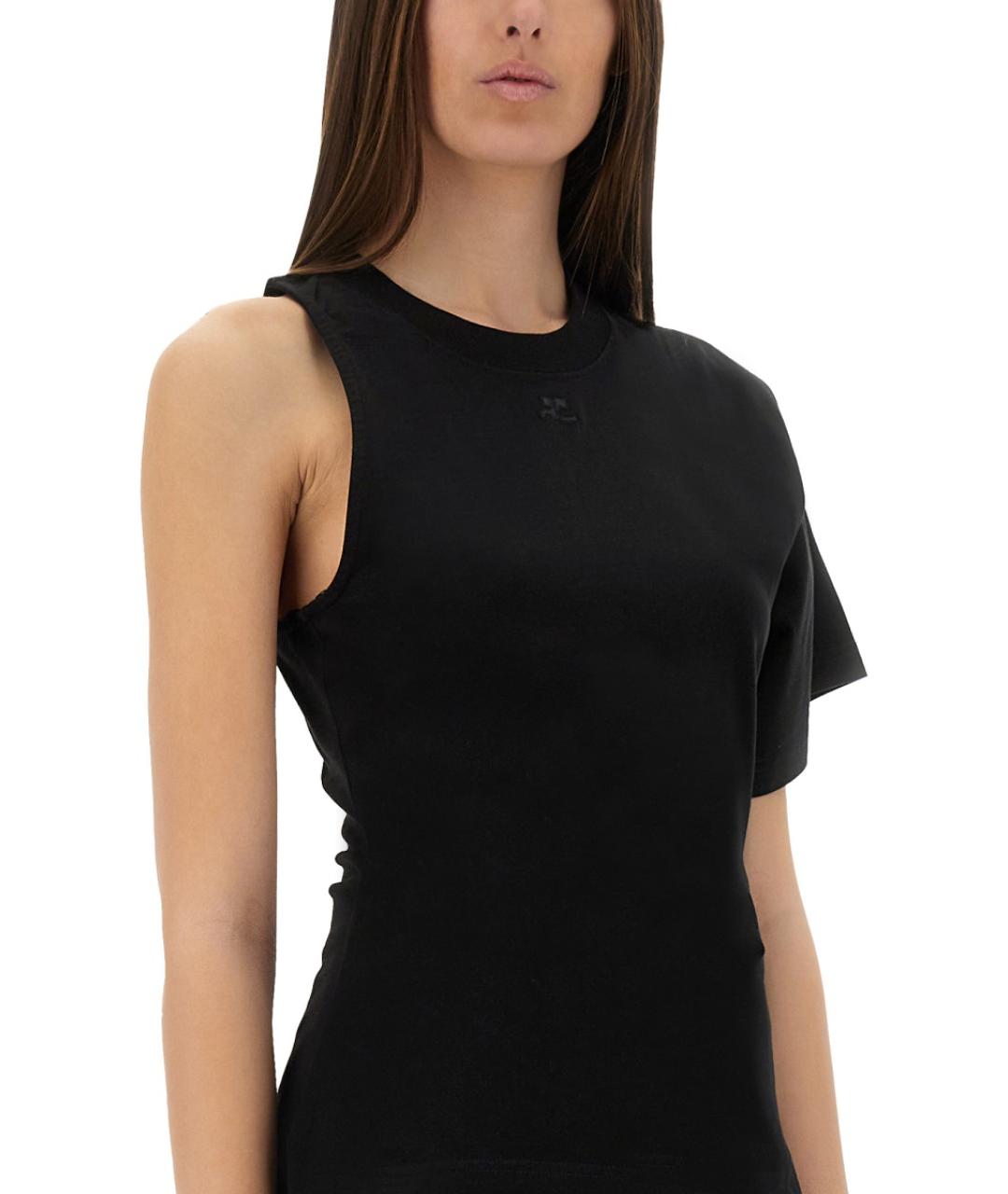 COURREGES Черная хлопковая футболка, фото 5