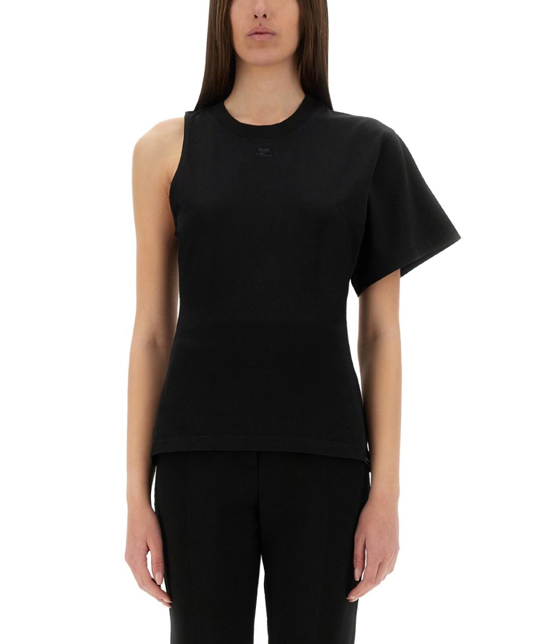 COURREGES Черная хлопковая футболка, фото 2