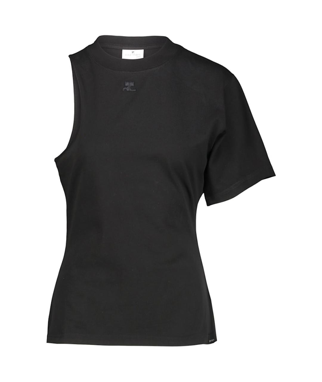 COURREGES Черная хлопковая футболка, фото 1