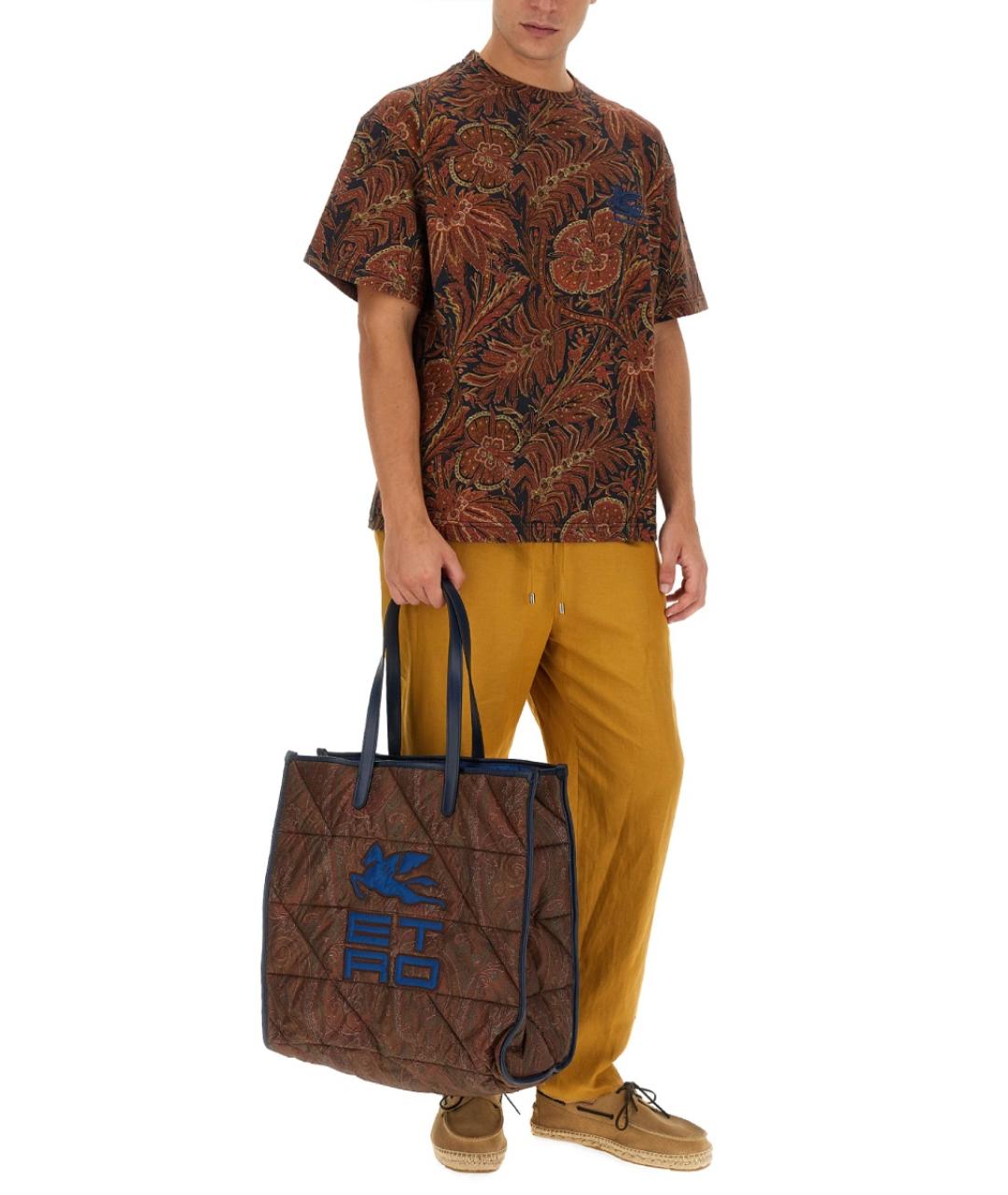 ETRO Коричневая хлопковая футболка, фото 3