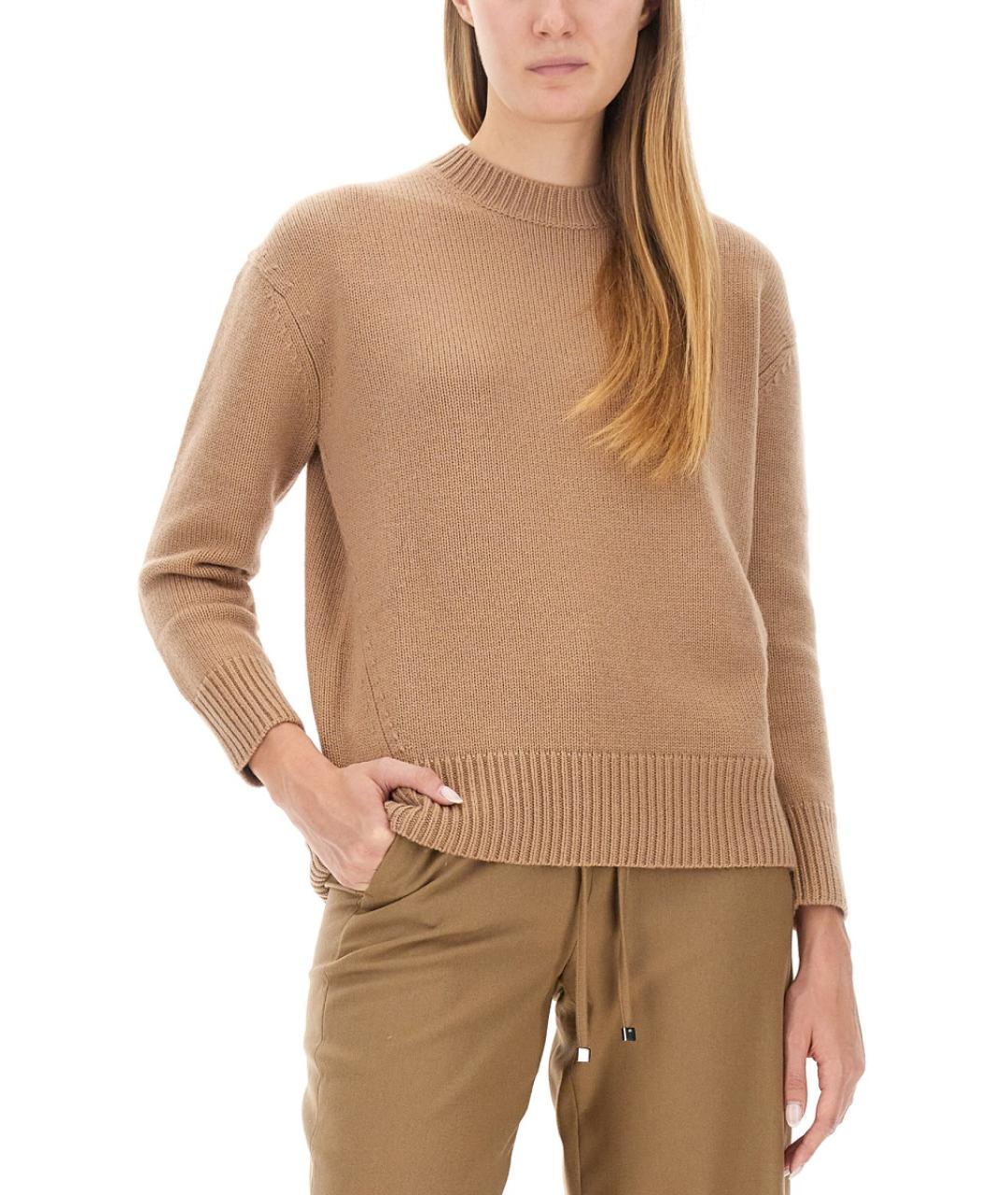 'S MAX MARA Бежевый шерстяной джемпер / свитер, фото 4