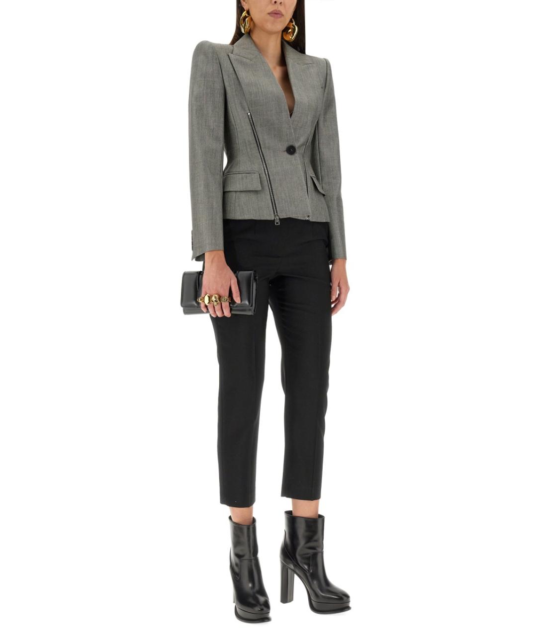 ALEXANDER MCQUEEN Черные шерстяные прямые брюки, фото 3