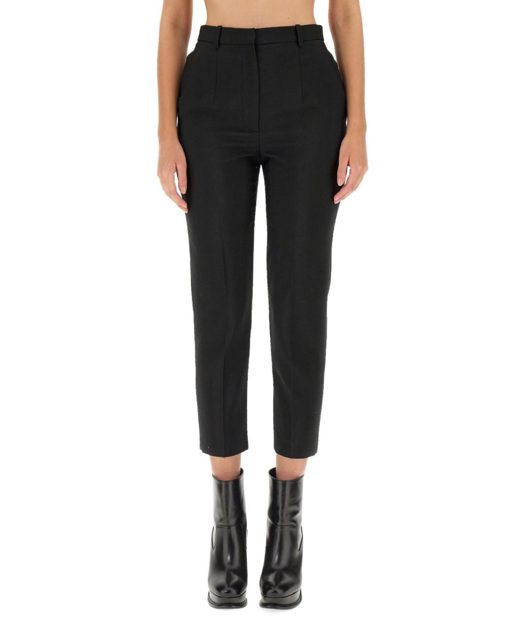 ALEXANDER MCQUEEN Черные шерстяные прямые брюки, фото 2