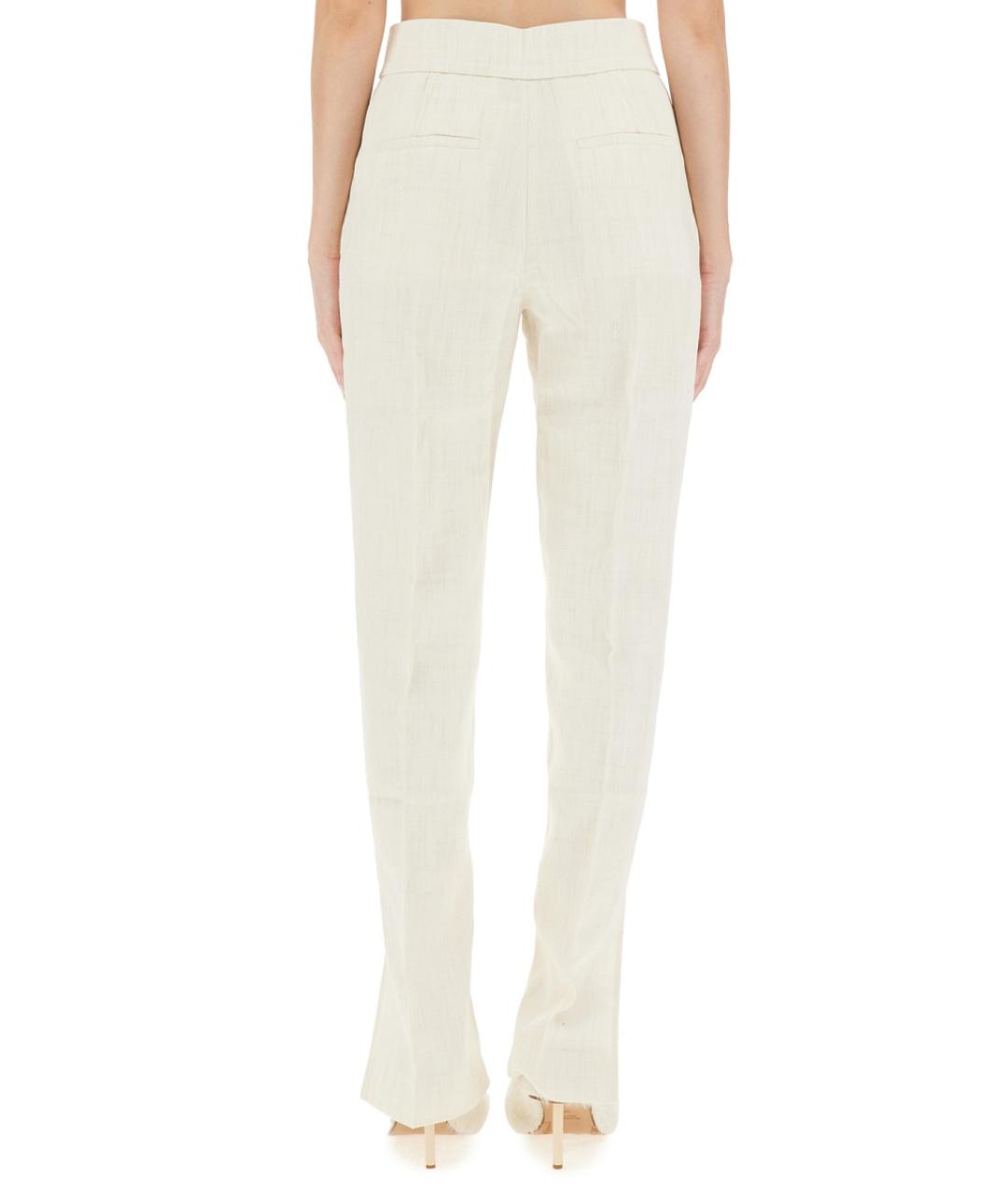 JACQUEMUS Белые льняные прямые брюки, фото 3