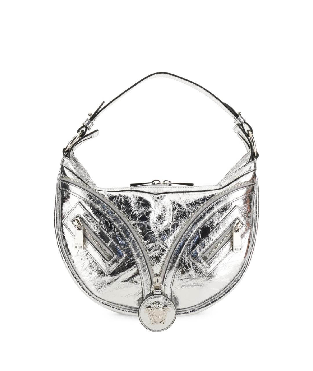 VERSACE Серебряная кожаная сумка через плечо, фото 1