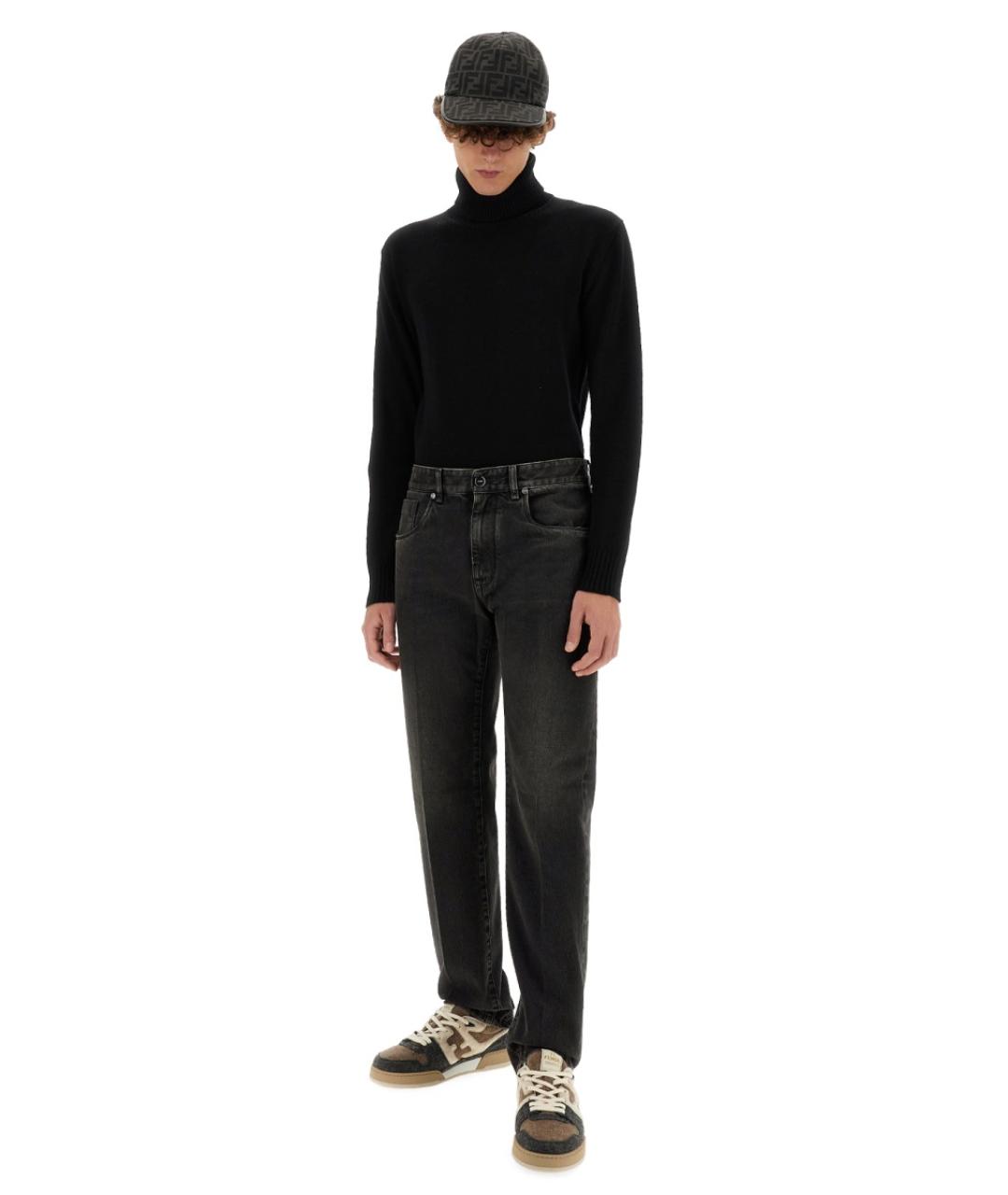 FENDI Черные хлопковые прямые джинсы, фото 2