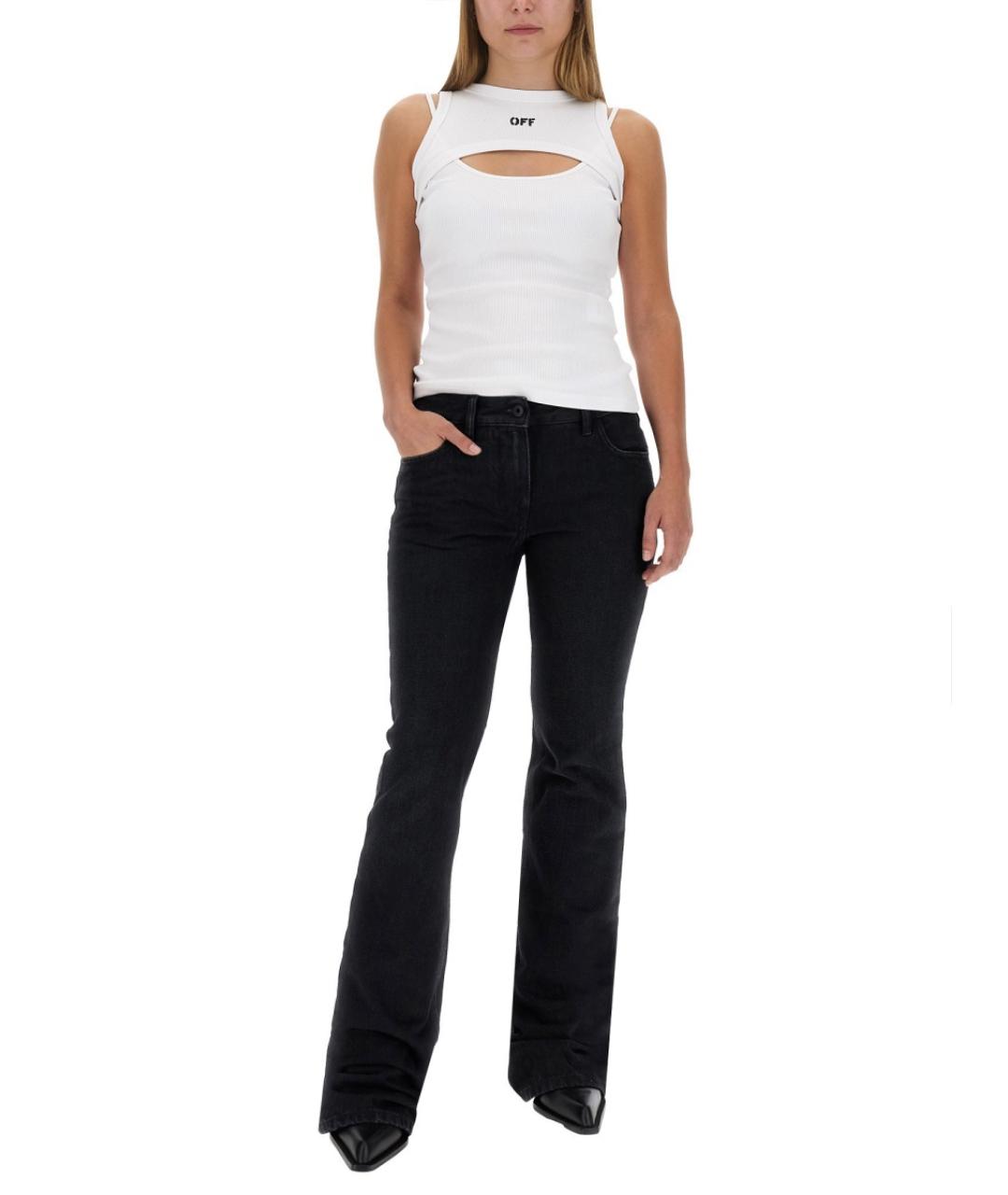 OFF-WHITE Черные хлопковые прямые джинсы, фото 2