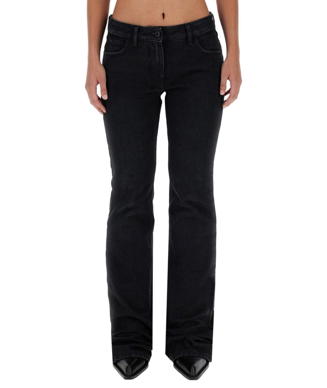 OFF-WHITE Черные хлопковые прямые джинсы, фото 5