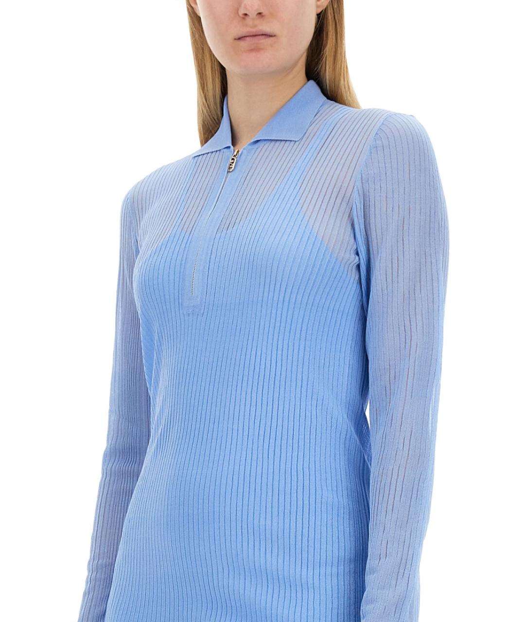 FENDI Голубое шелковое повседневное платье, фото 4