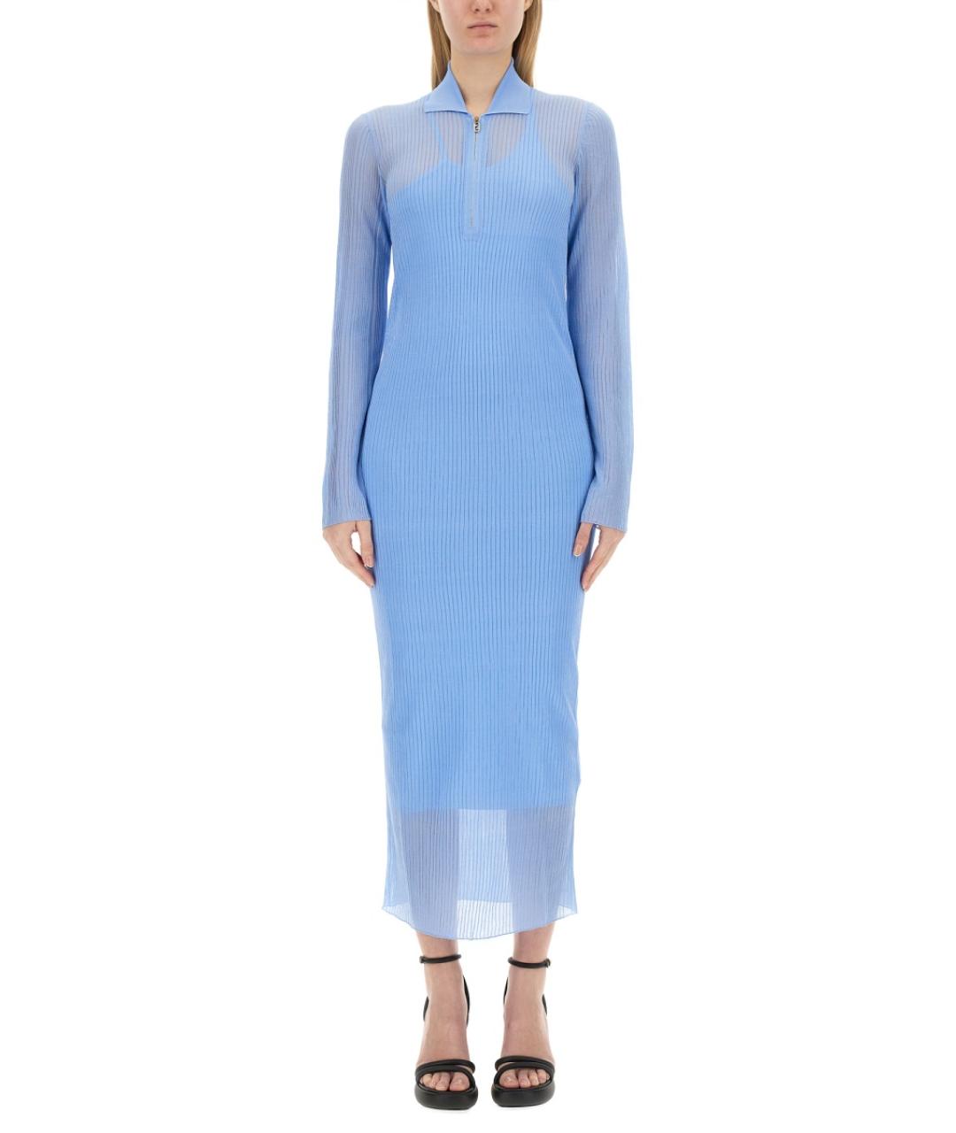 FENDI Голубое шелковое повседневное платье, фото 2