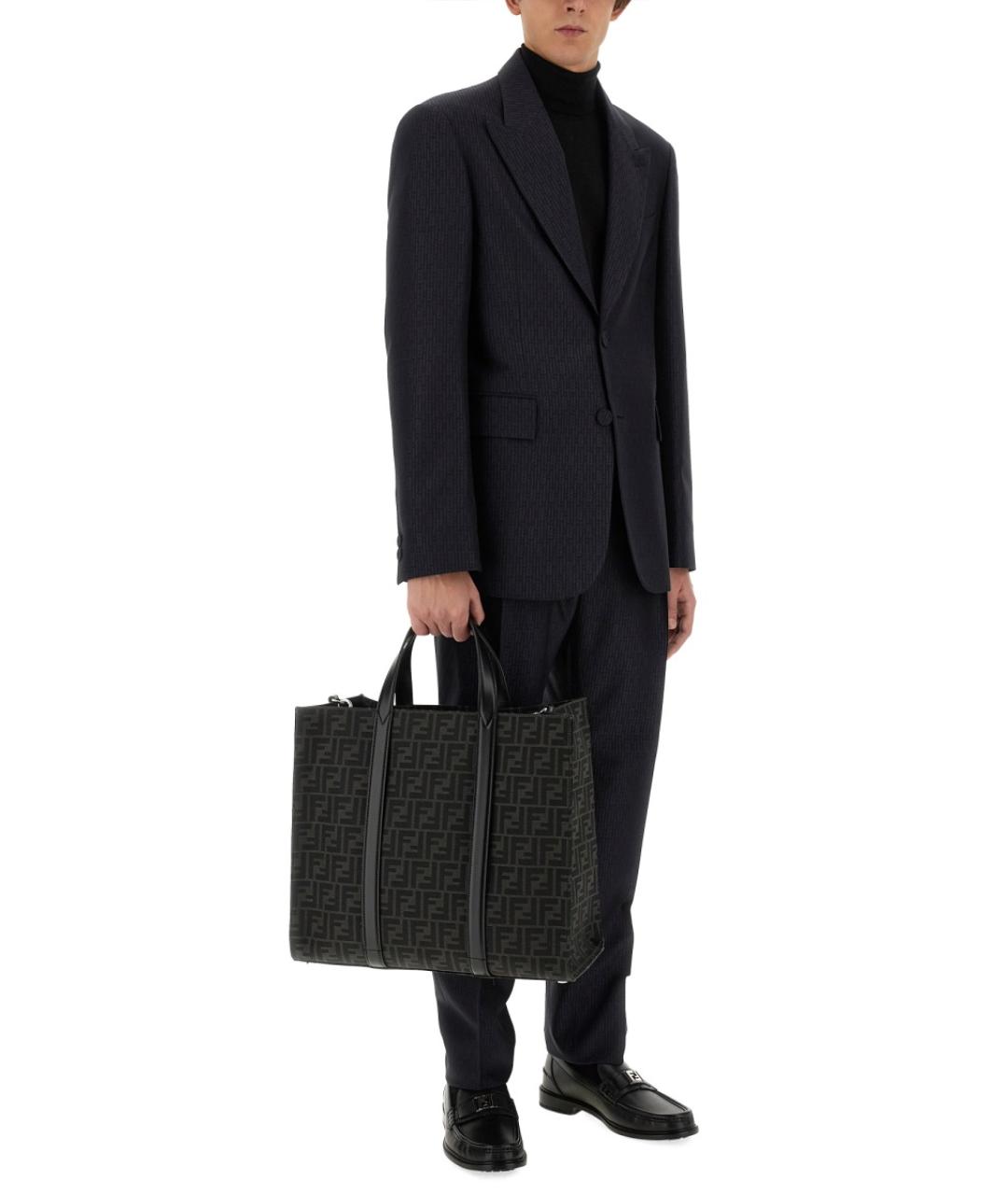 FENDI Синие шерстяные повседневные брюки, фото 3
