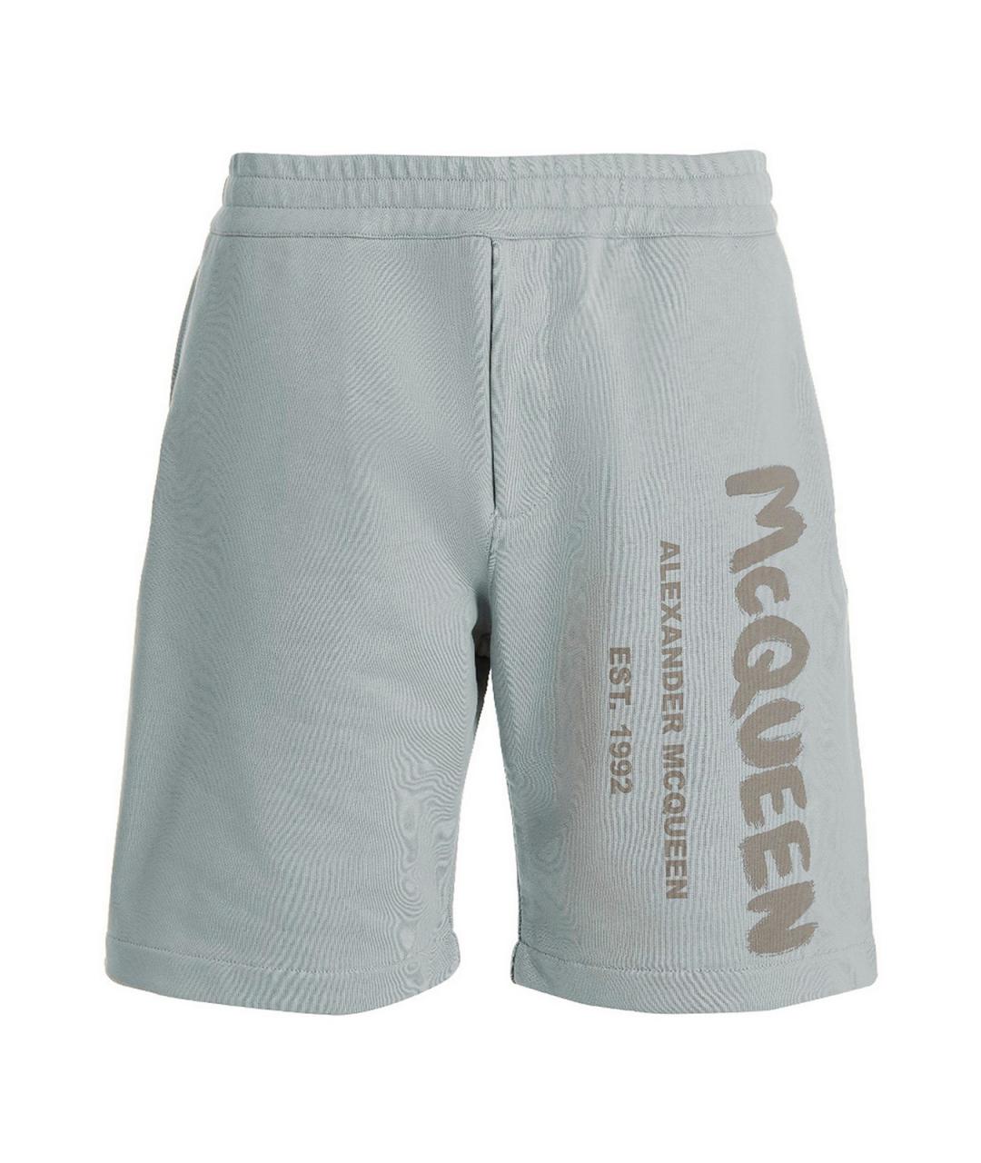 ALEXANDER MCQUEEN Голубые хлопковые шорты, фото 1